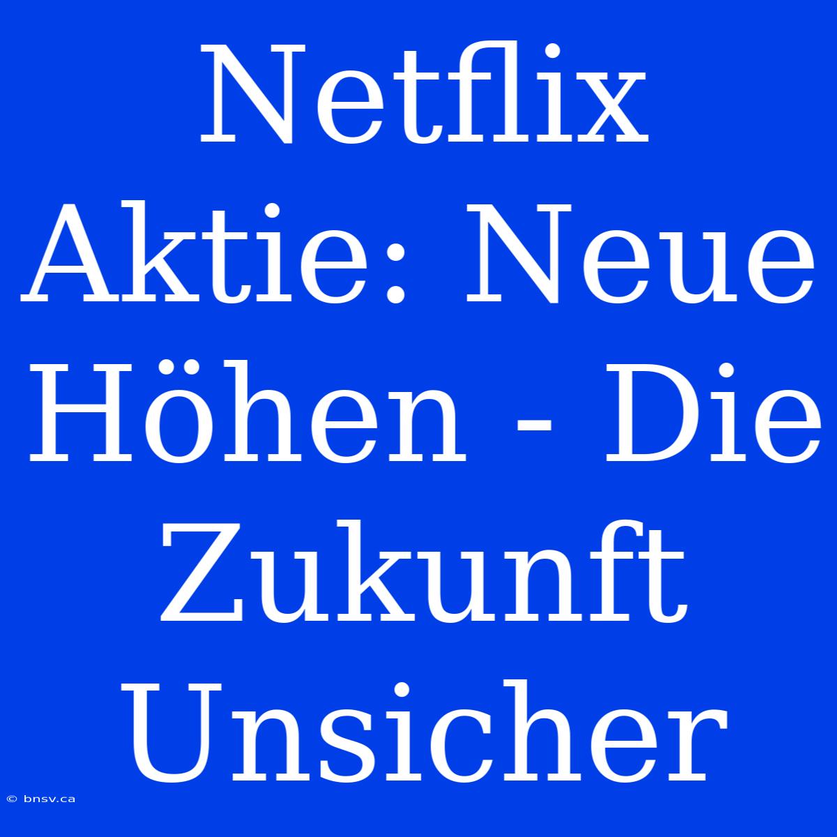 Netflix Aktie: Neue Höhen - Die Zukunft Unsicher