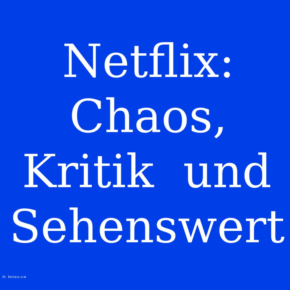 Netflix:  Chaos,  Kritik  Und  Sehenswert