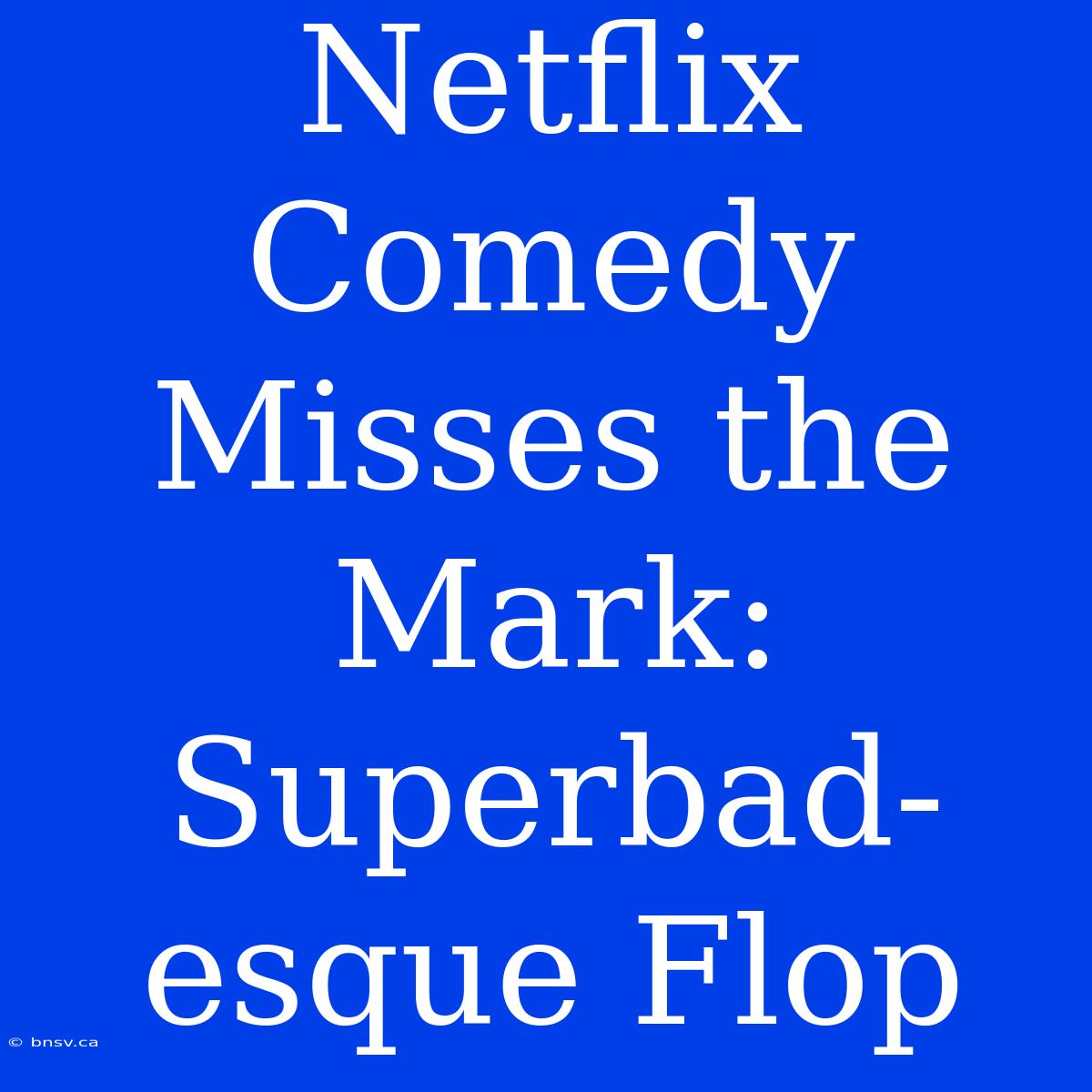 Netflix Comedy Misses The Mark: Superbad-esque Flop