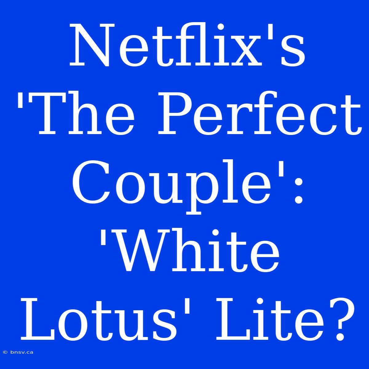 Netflix's 'The Perfect Couple':  'White Lotus' Lite?