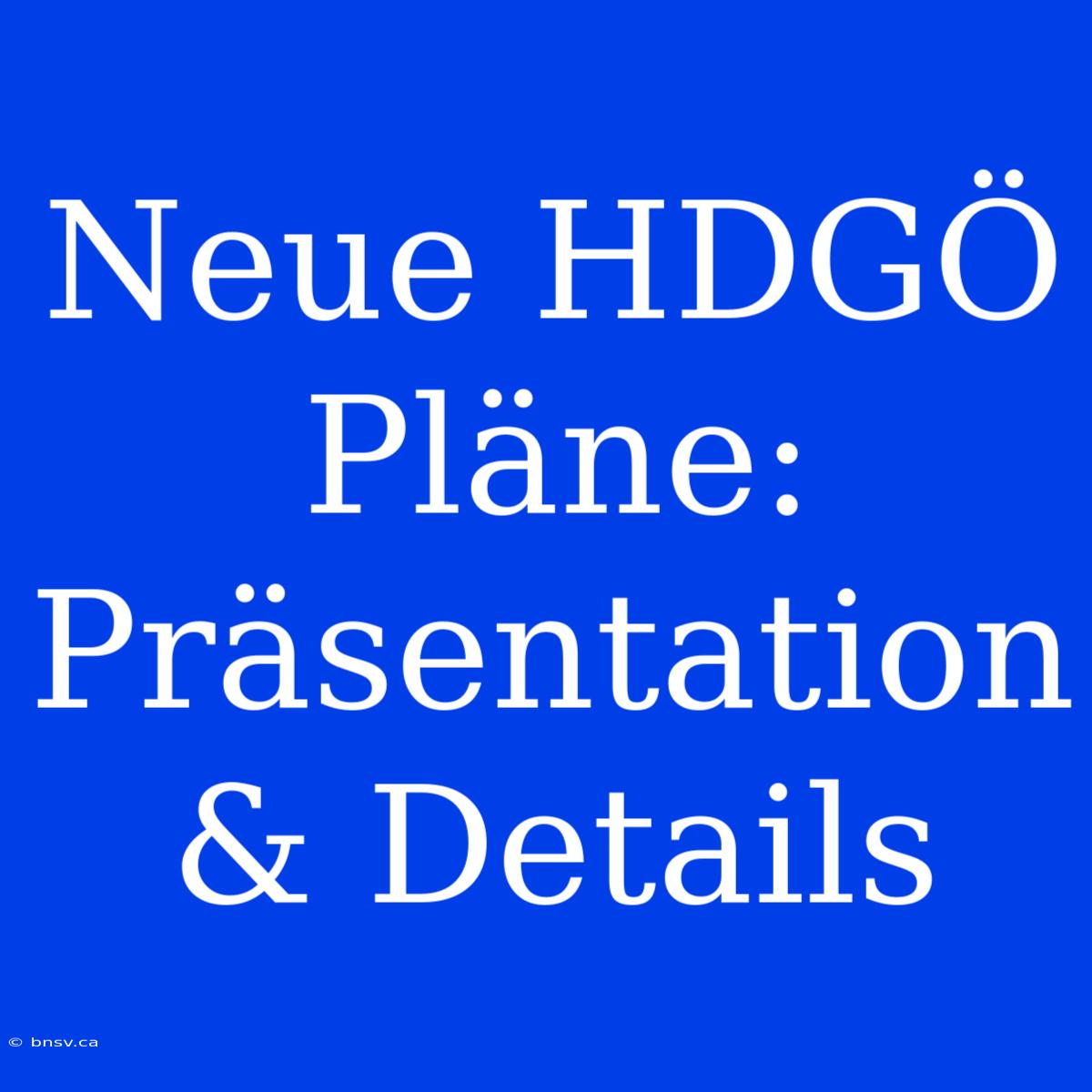 Neue HDGÖ Pläne: Präsentation & Details