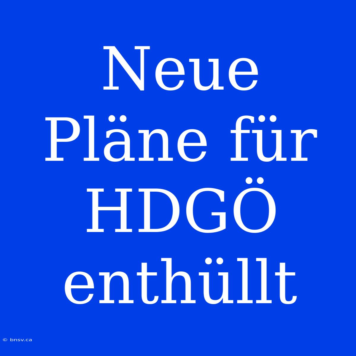 Neue Pläne Für HDGÖ Enthüllt