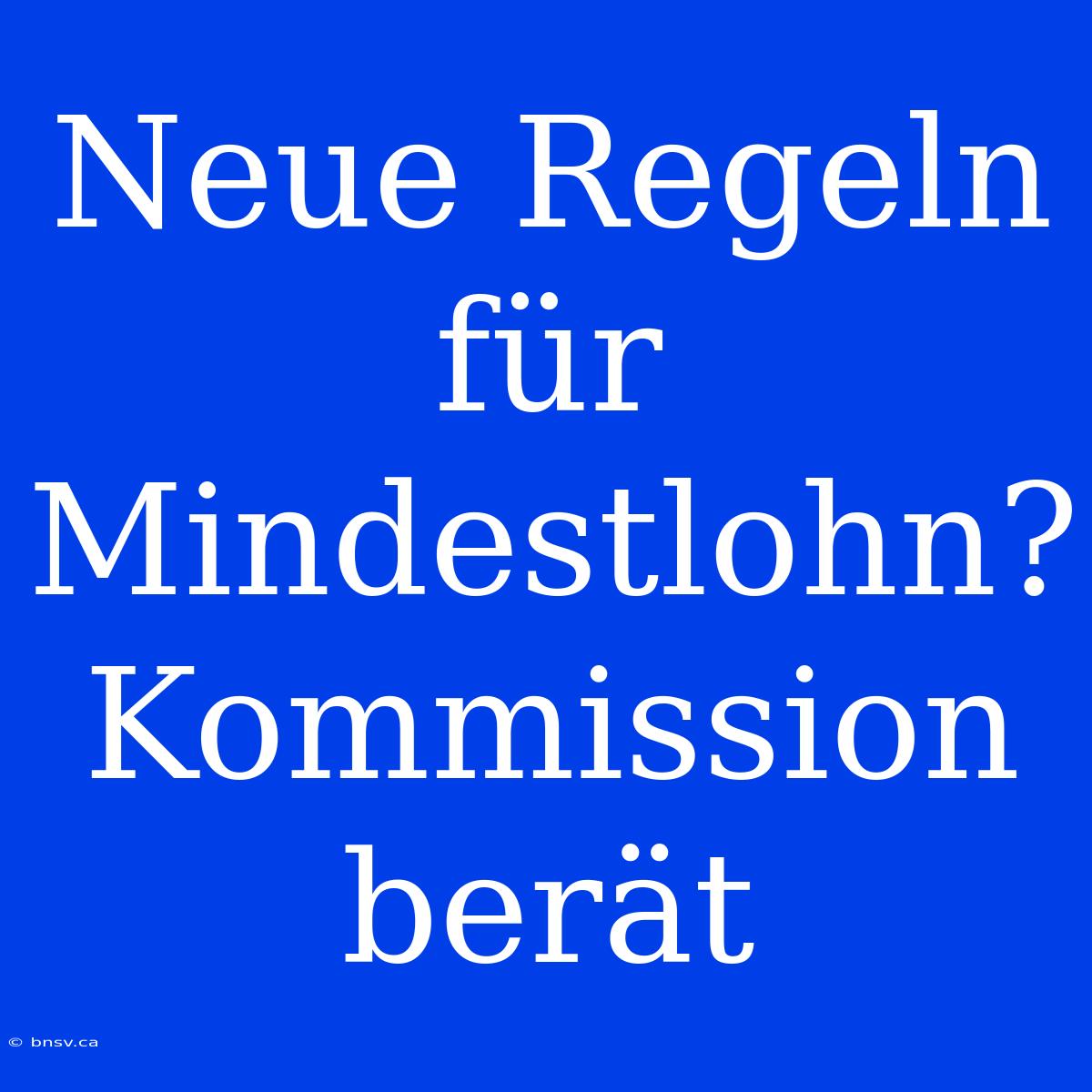 Neue Regeln Für Mindestlohn? Kommission Berät