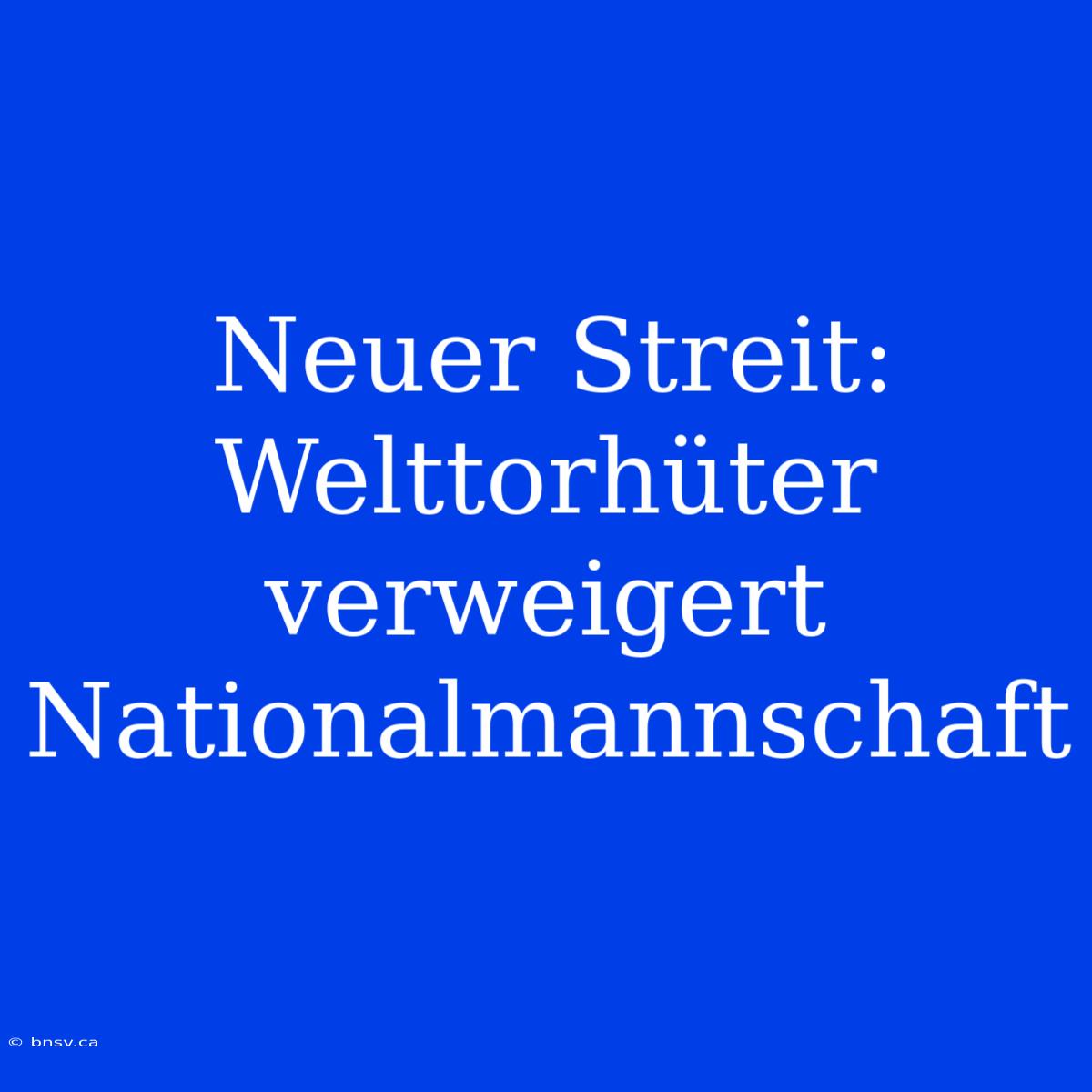 Neuer Streit: Welttorhüter Verweigert Nationalmannschaft