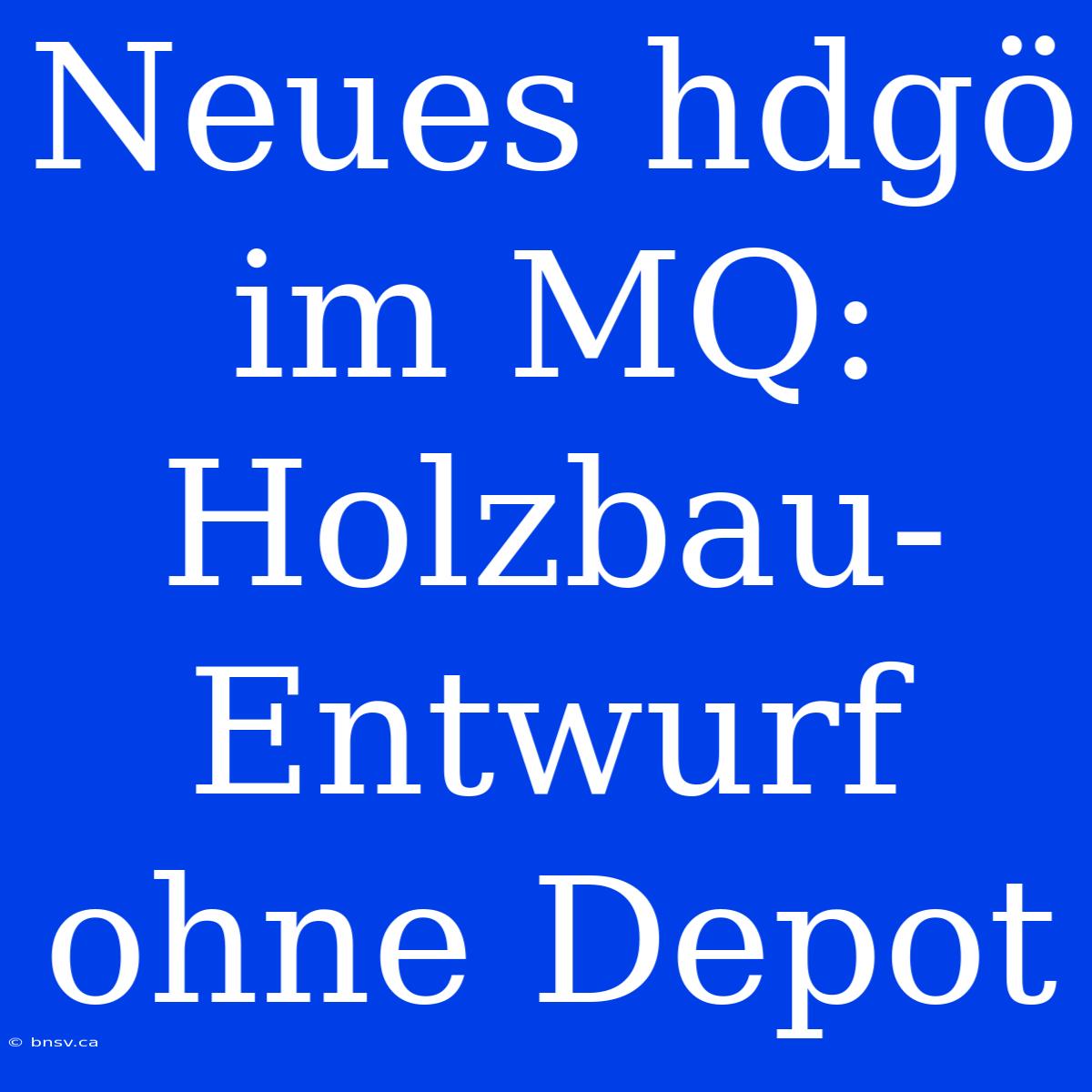 Neues Hdgö Im MQ: Holzbau-Entwurf Ohne Depot