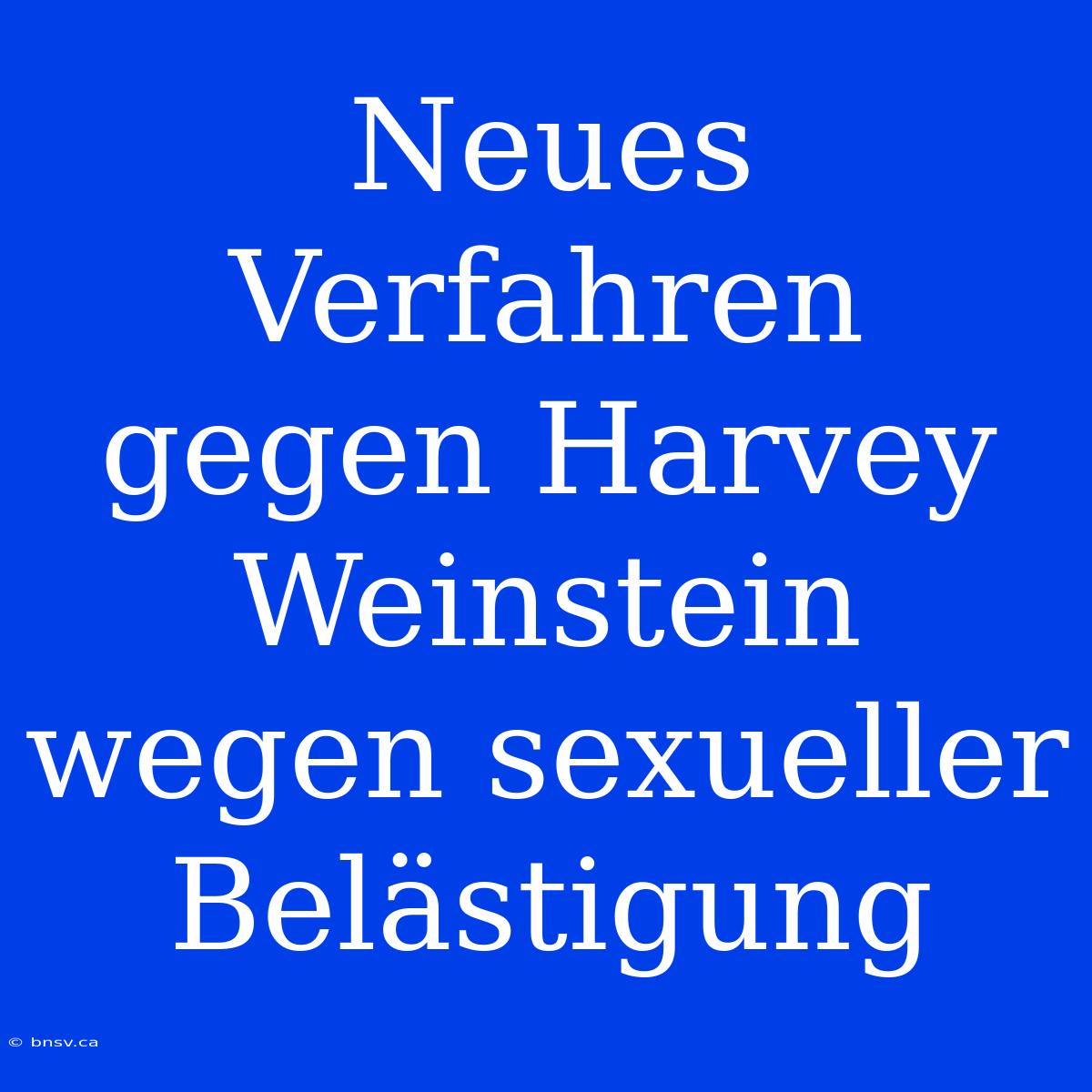 Neues Verfahren Gegen Harvey Weinstein Wegen Sexueller Belästigung