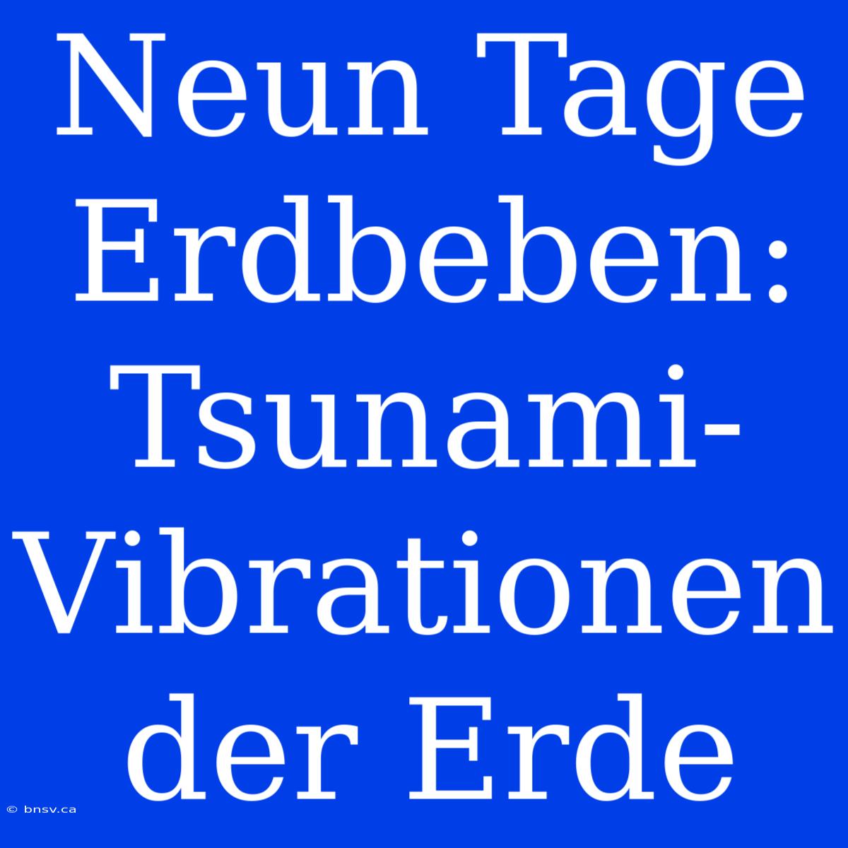 Neun Tage Erdbeben: Tsunami-Vibrationen Der Erde