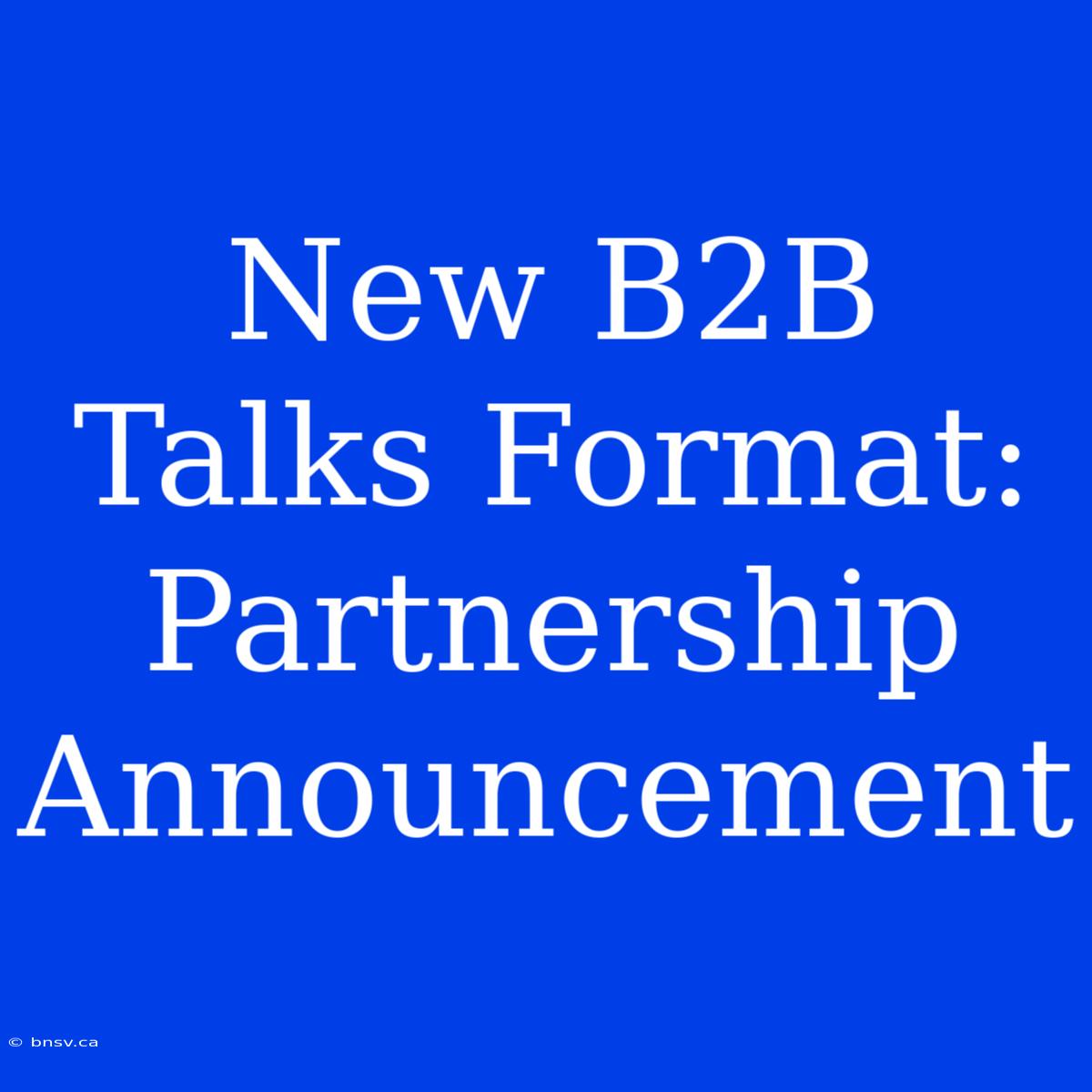 New B2B Talks Format: Partnership Announcement