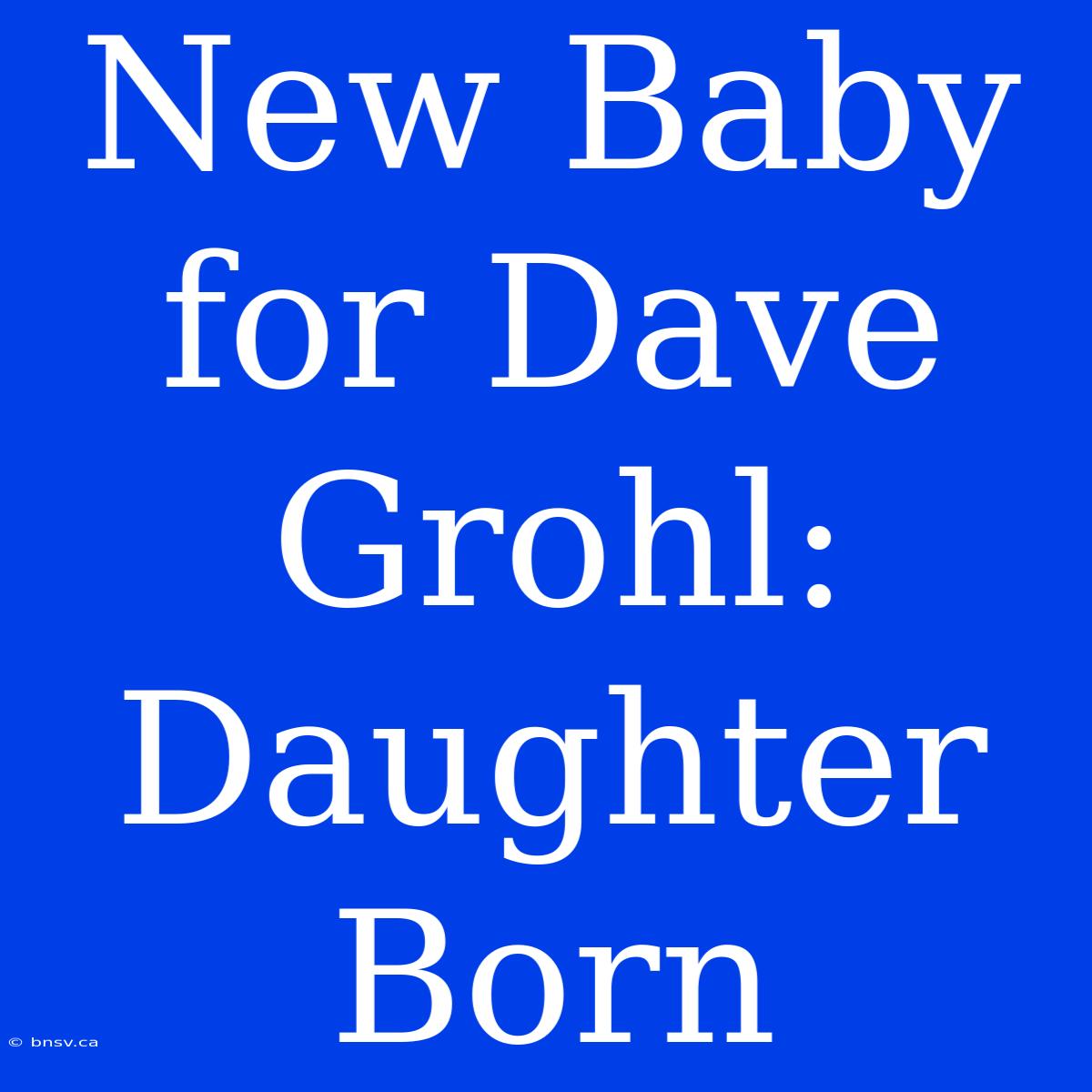 New Baby For Dave Grohl: Daughter Born