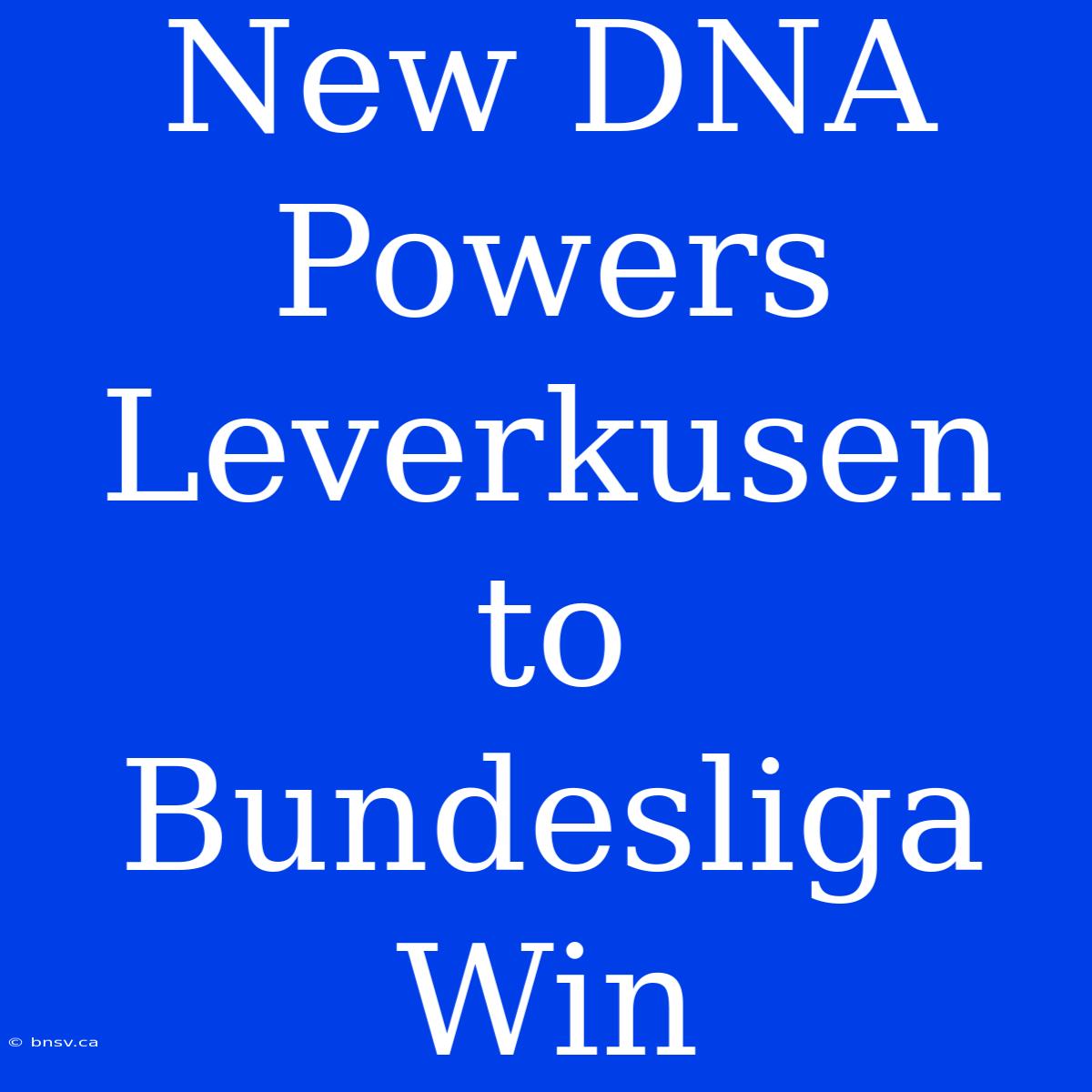 New DNA Powers Leverkusen To Bundesliga Win