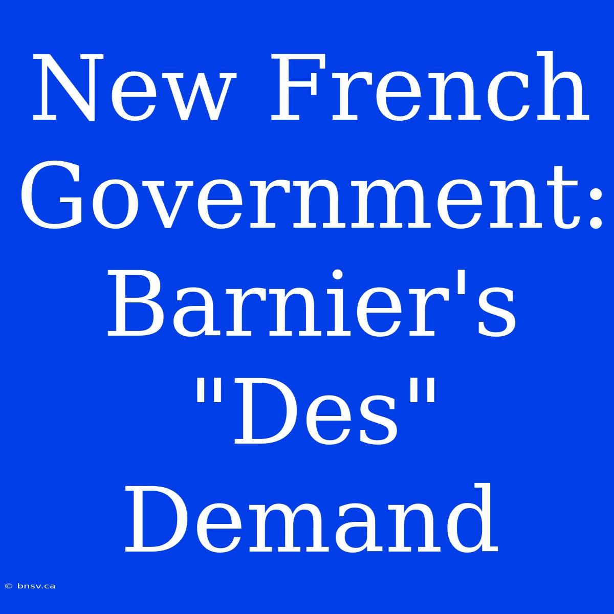 New French Government: Barnier's 