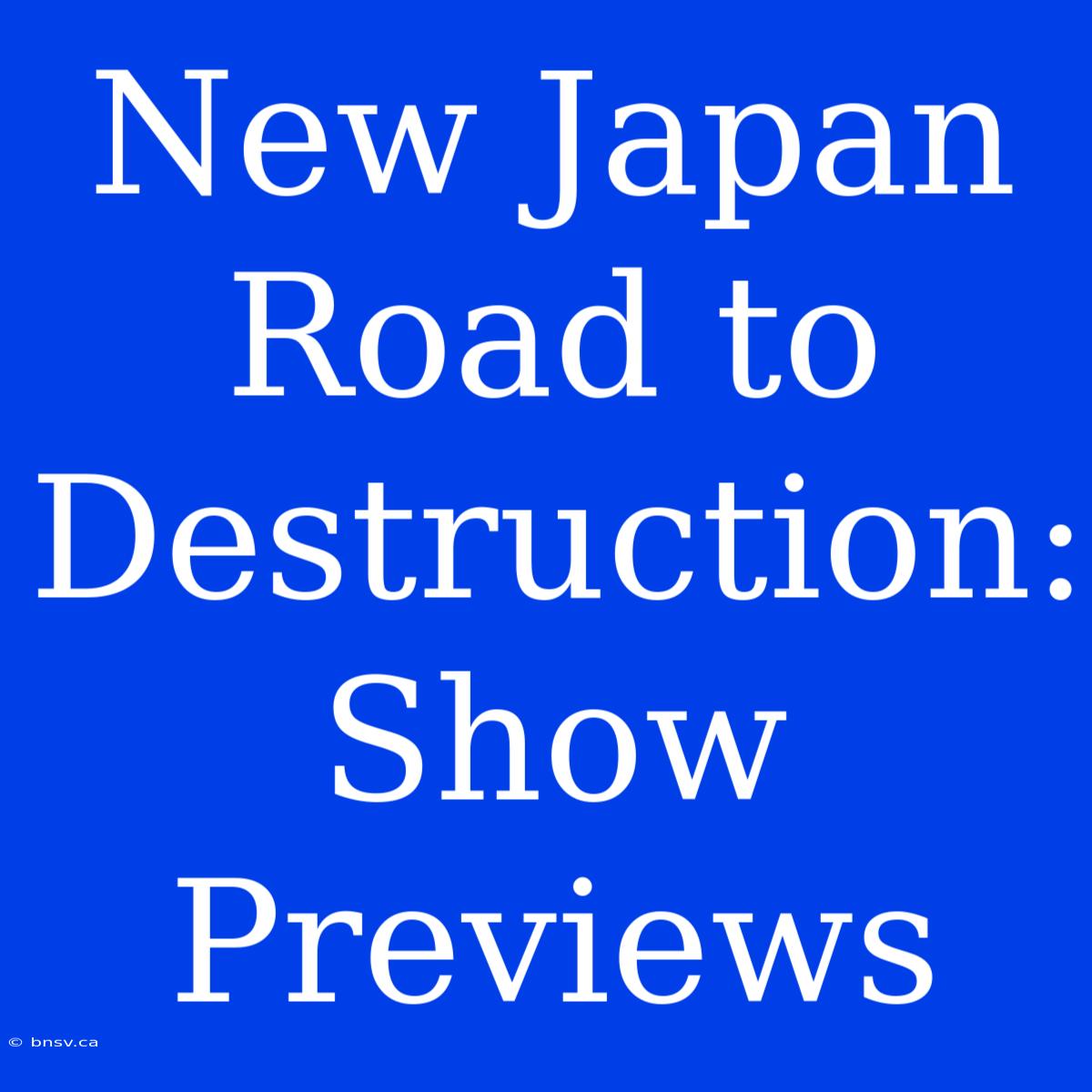 New Japan Road To Destruction: Show Previews