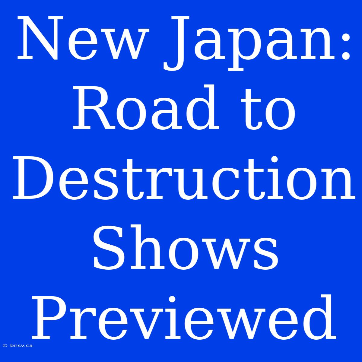 New Japan: Road To Destruction Shows Previewed