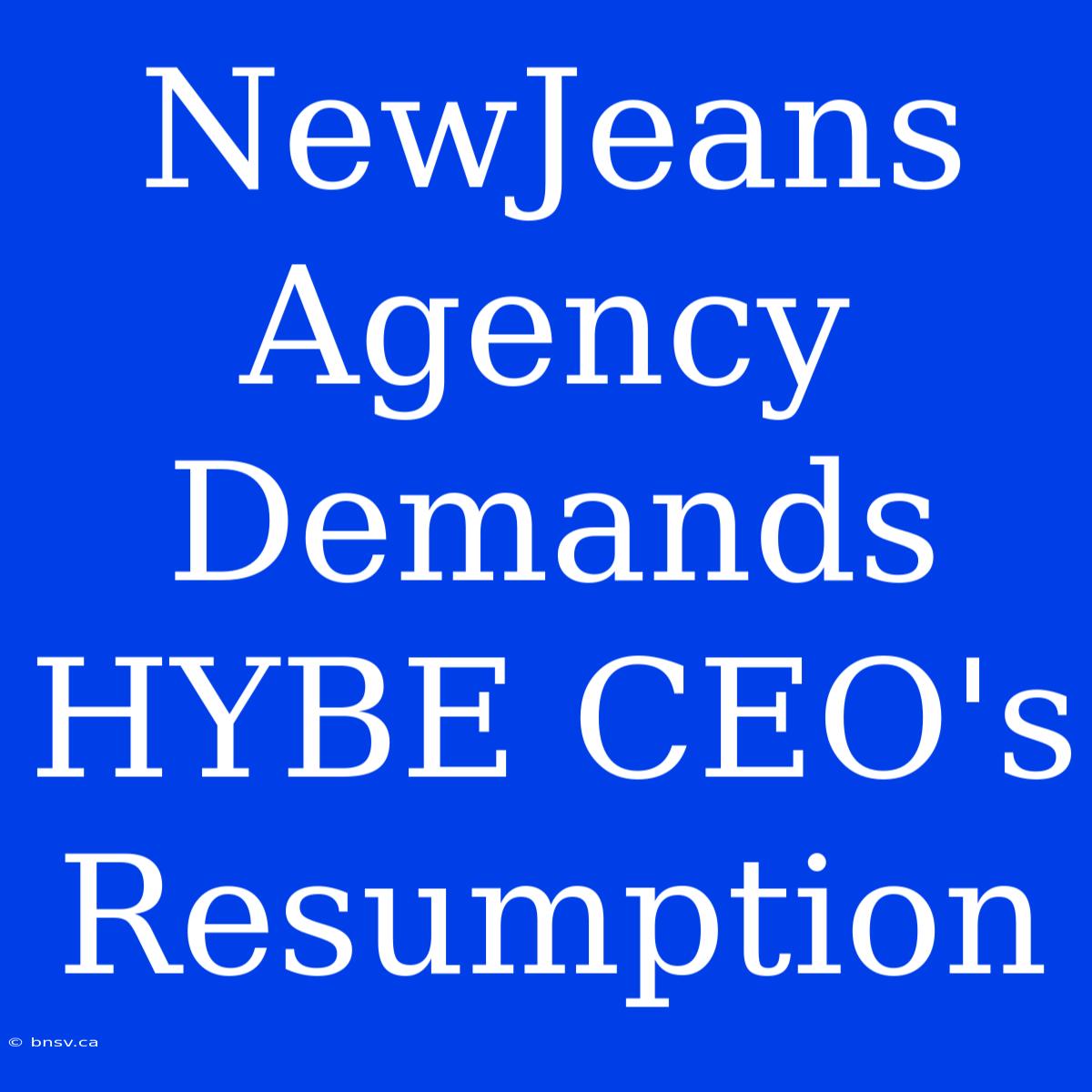 NewJeans Agency Demands HYBE CEO's Resumption