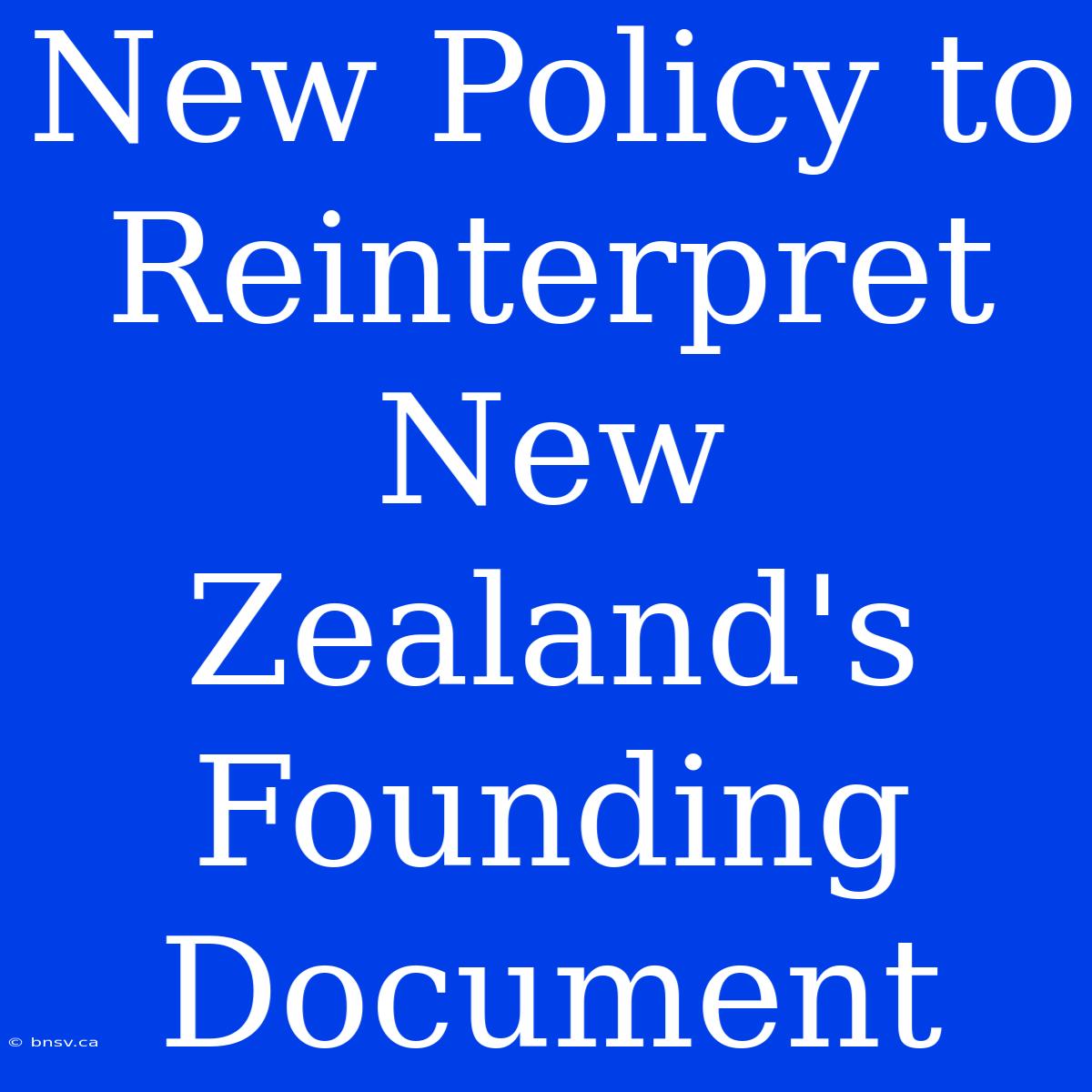 New Policy To Reinterpret New Zealand's Founding Document