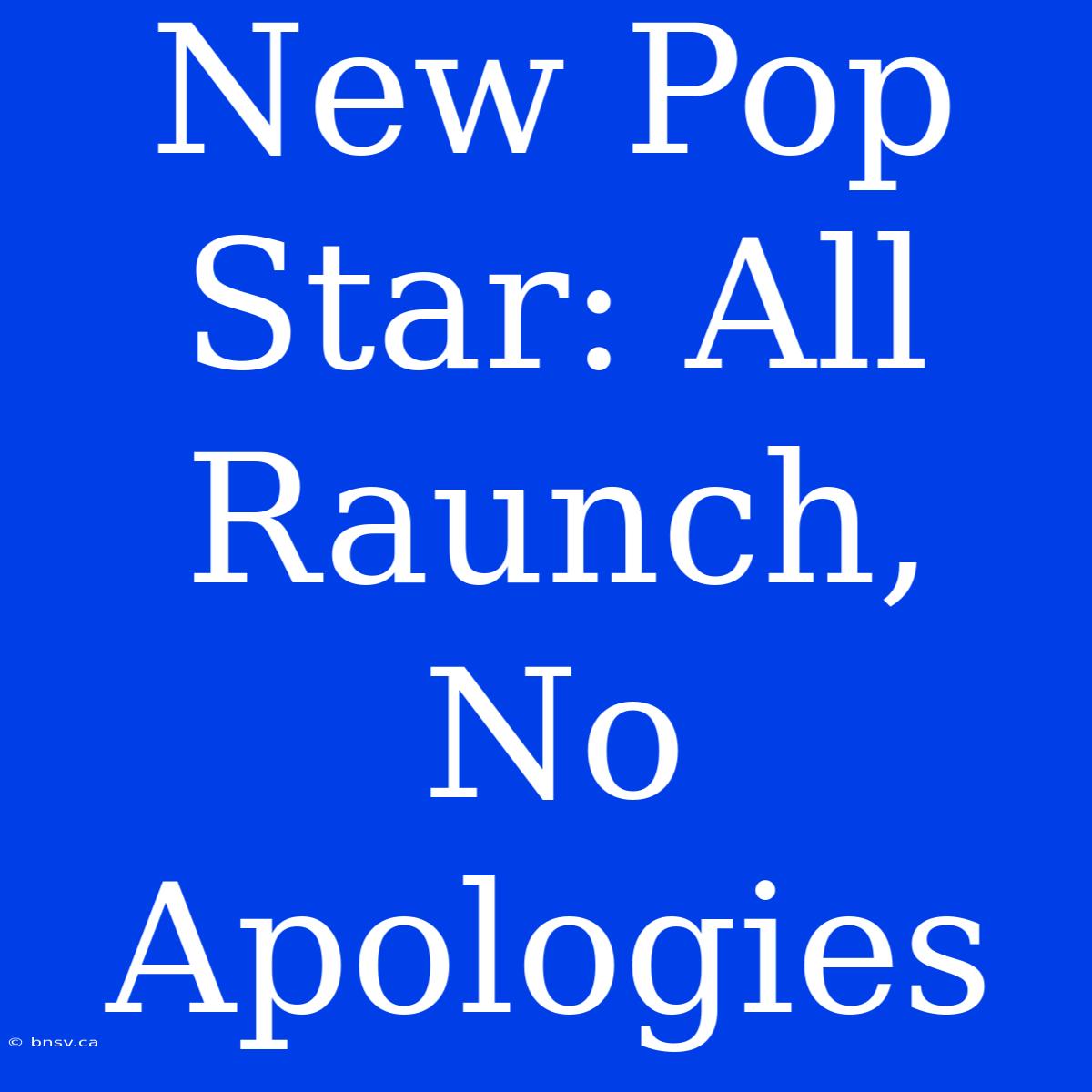 New Pop Star: All Raunch, No Apologies