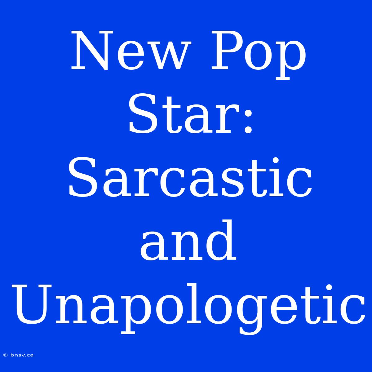 New Pop Star: Sarcastic And Unapologetic