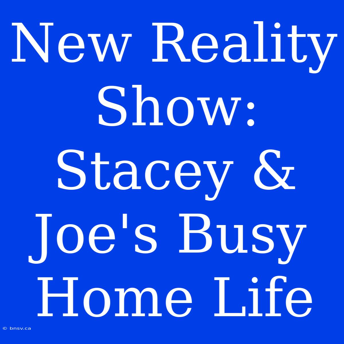 New Reality Show: Stacey & Joe's Busy Home Life