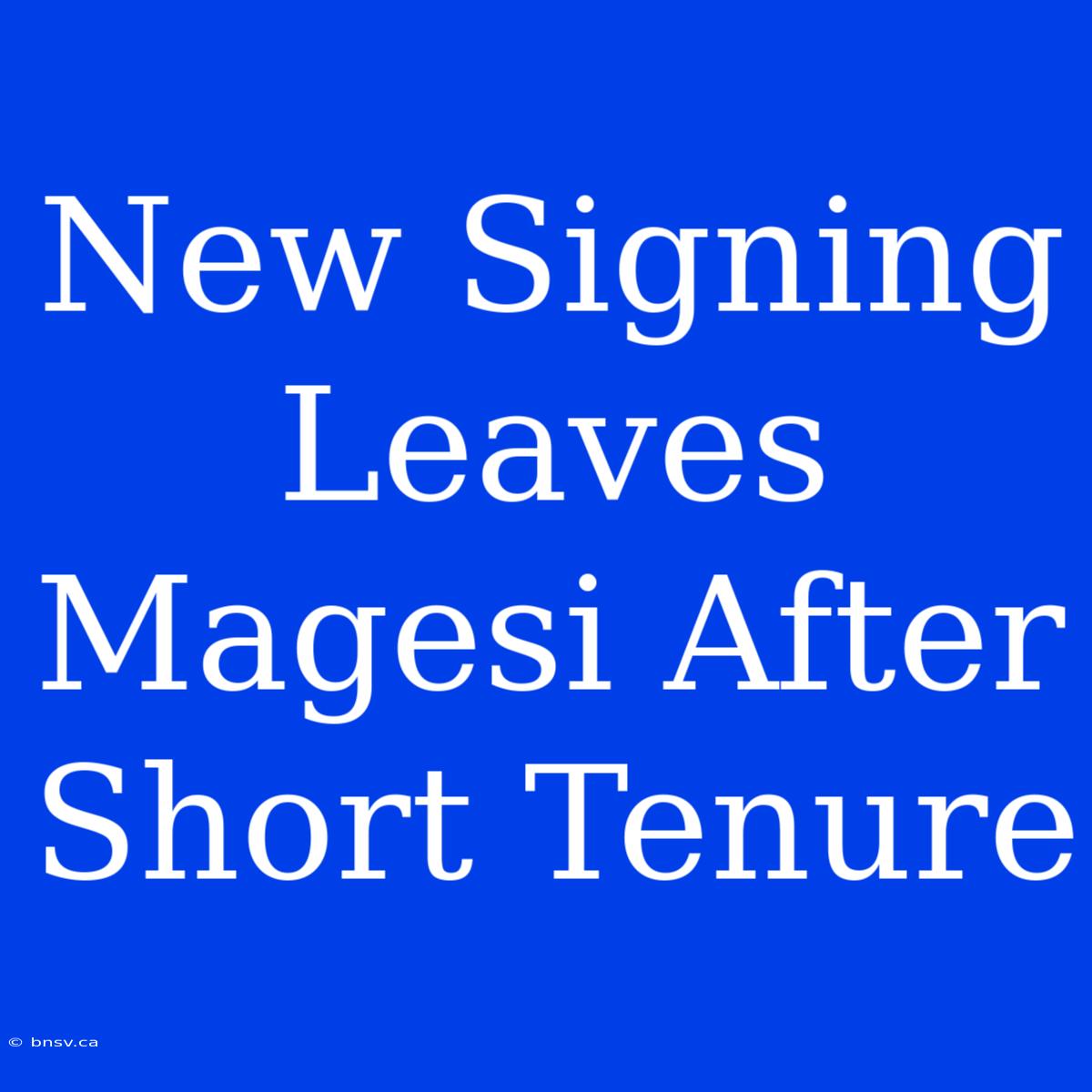 New Signing Leaves Magesi After Short Tenure