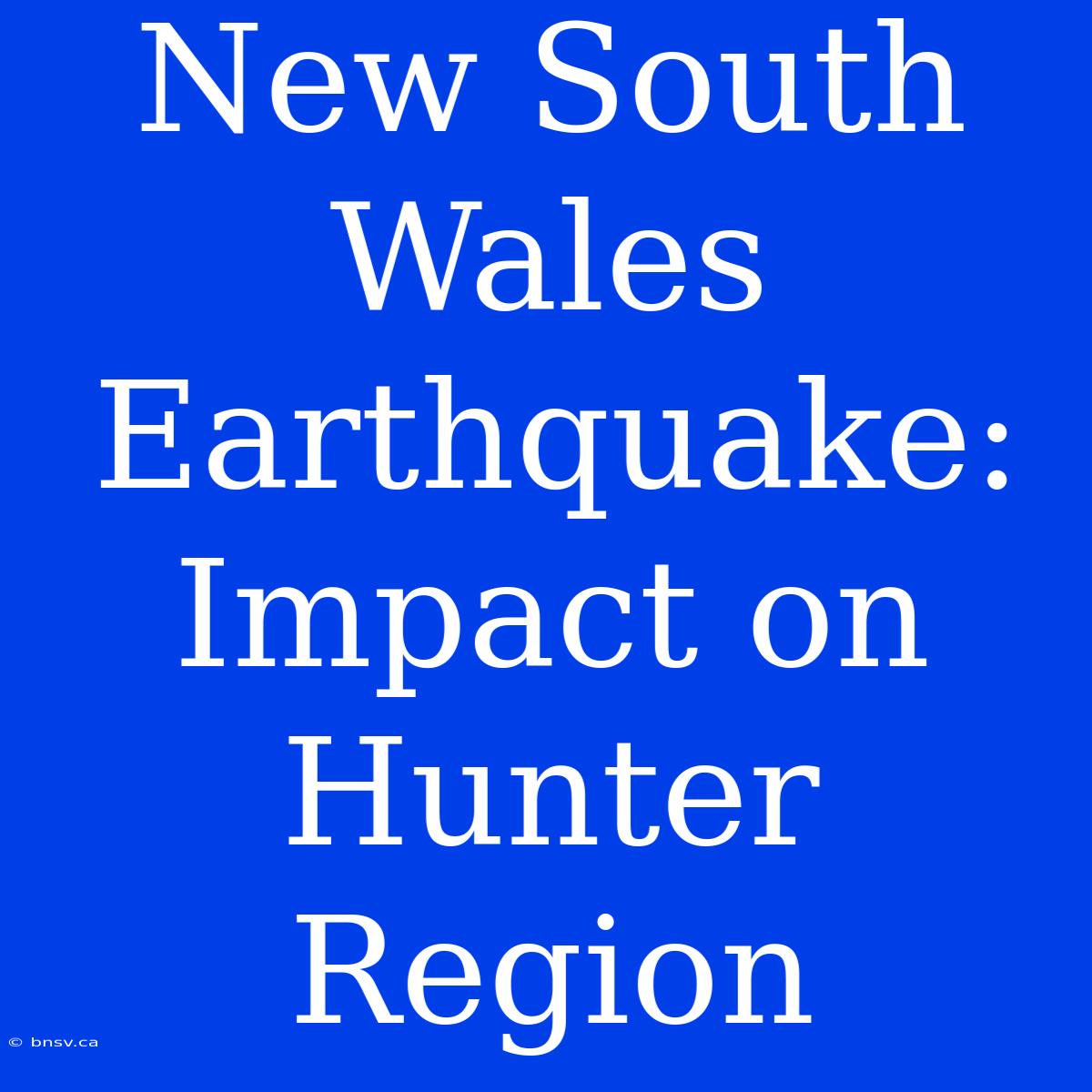 New South Wales Earthquake: Impact On Hunter Region