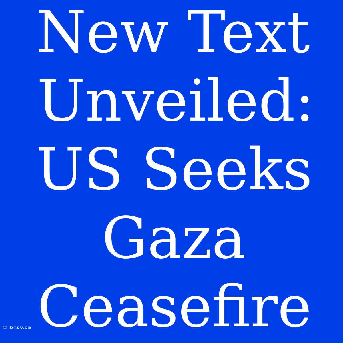 New Text Unveiled: US Seeks Gaza Ceasefire