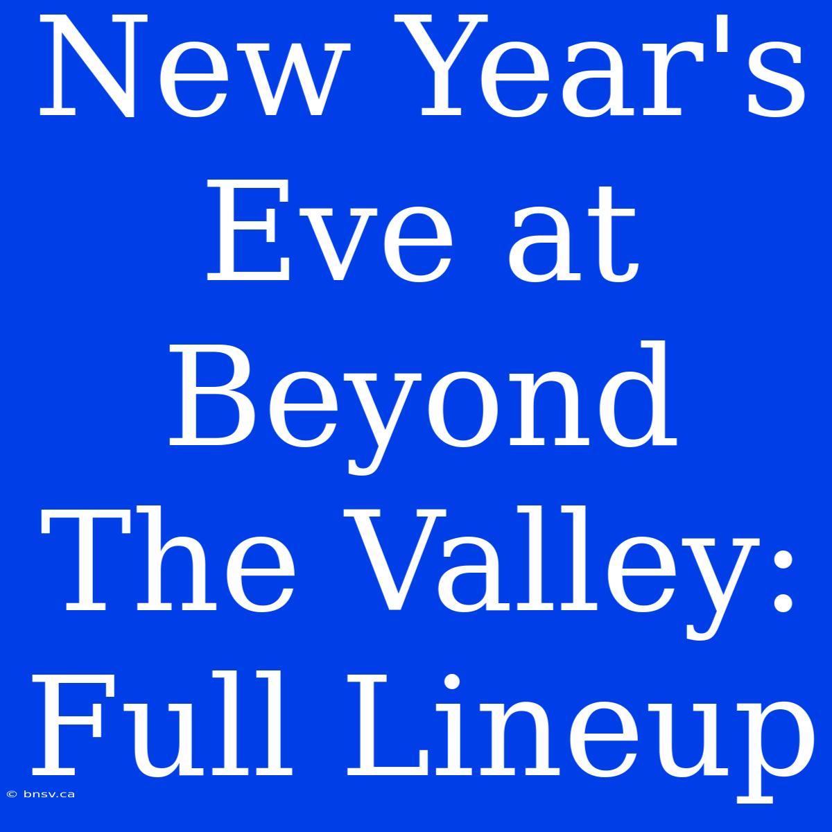 New Year's Eve At Beyond The Valley: Full Lineup