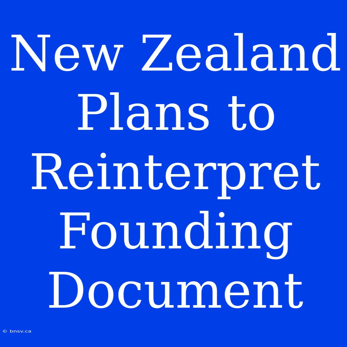 New Zealand Plans To Reinterpret Founding Document