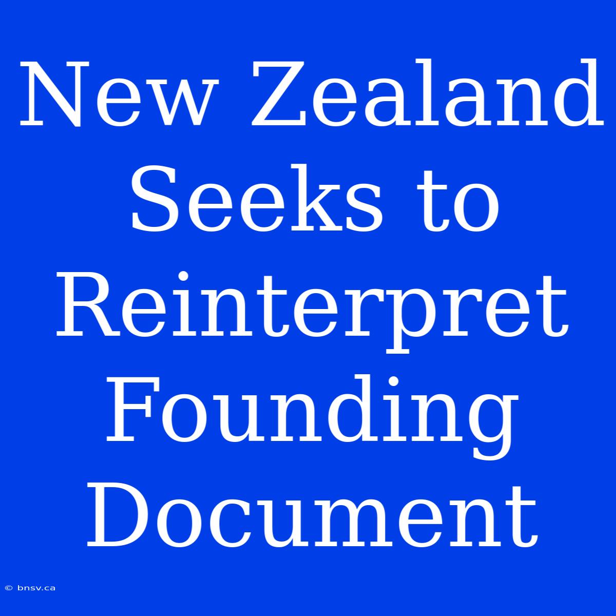 New Zealand Seeks To Reinterpret Founding Document