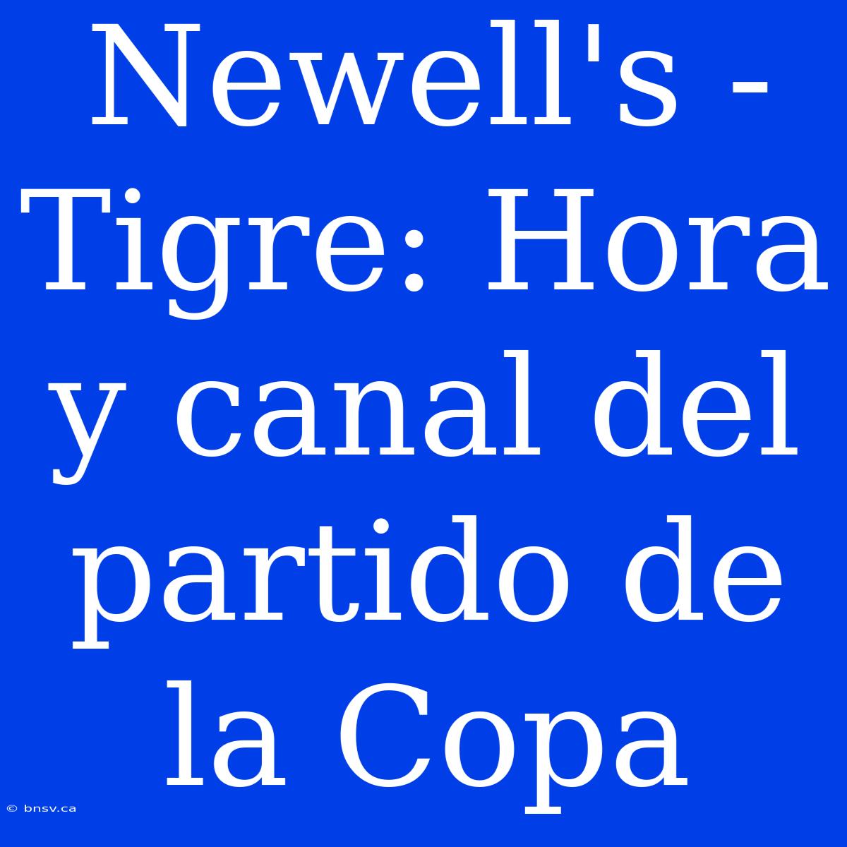 Newell's - Tigre: Hora Y Canal Del Partido De La Copa