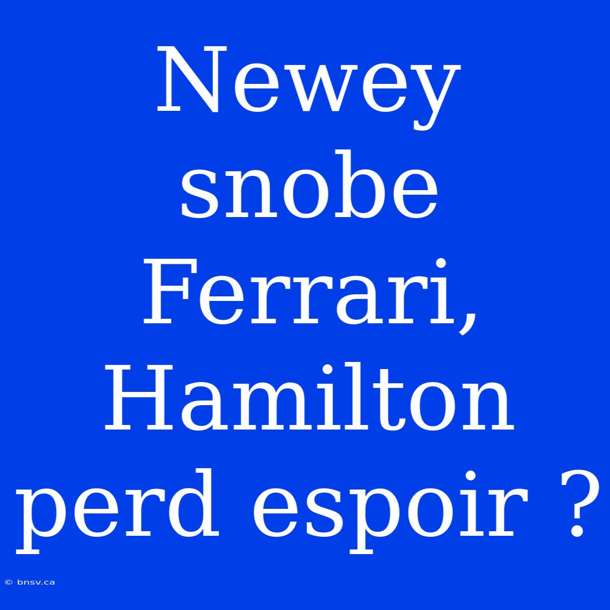 Newey Snobe Ferrari, Hamilton Perd Espoir ?