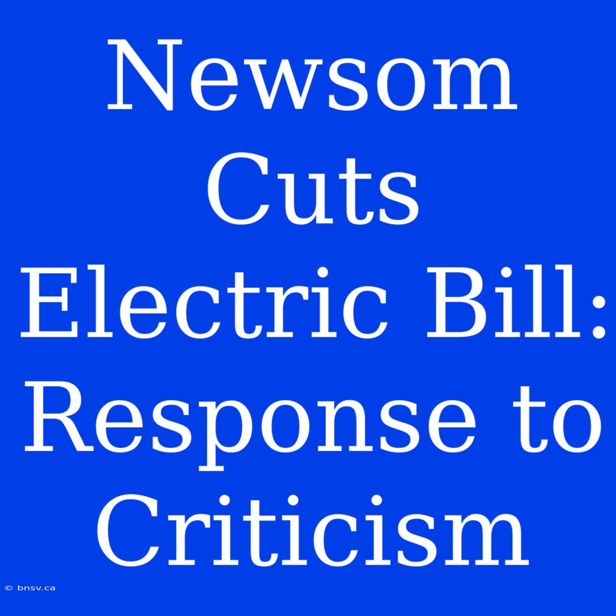 Newsom Cuts Electric Bill: Response To Criticism