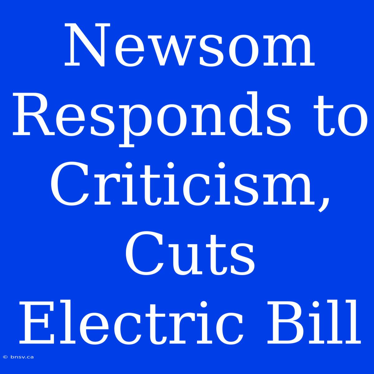 Newsom Responds To Criticism, Cuts Electric Bill