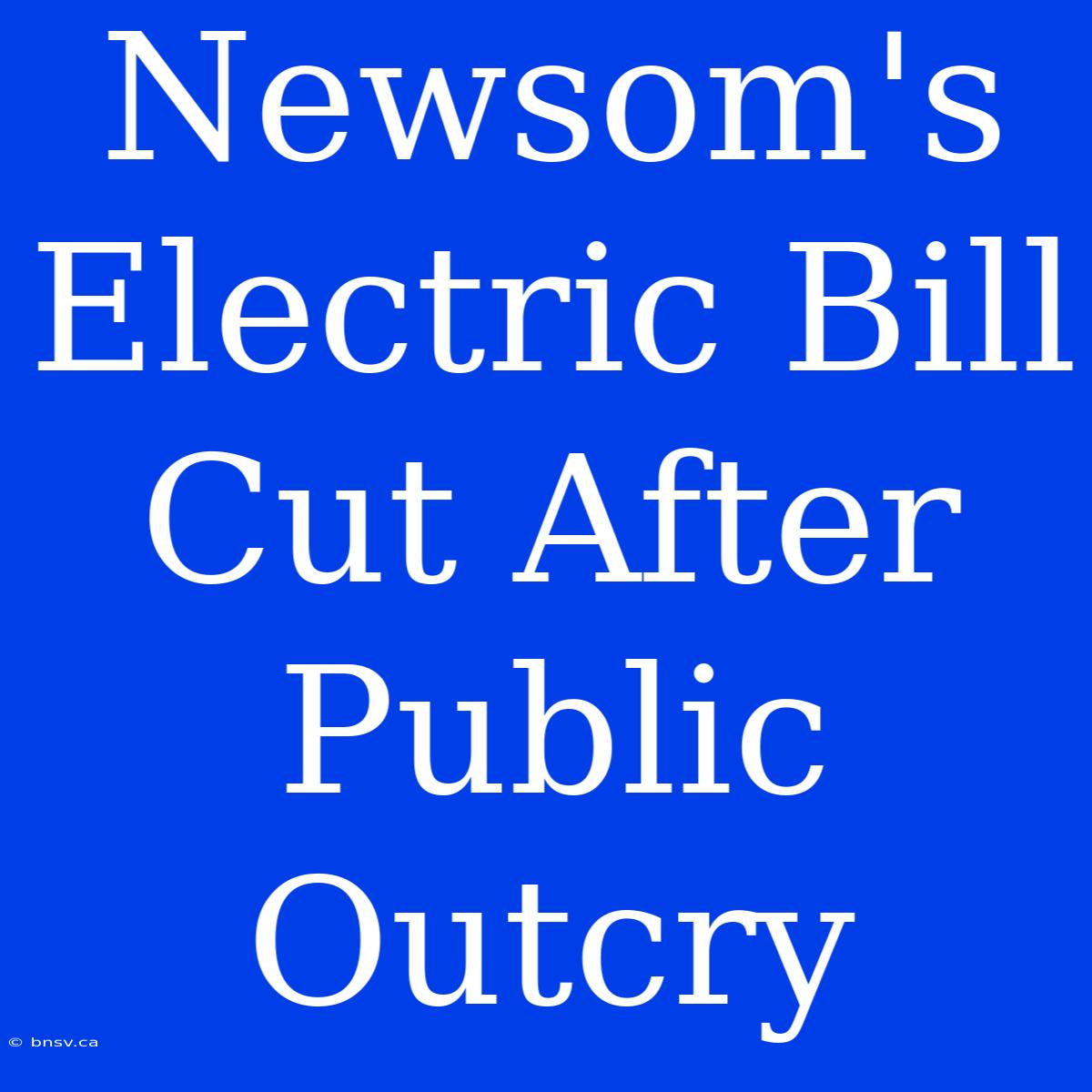 Newsom's Electric Bill Cut After Public Outcry