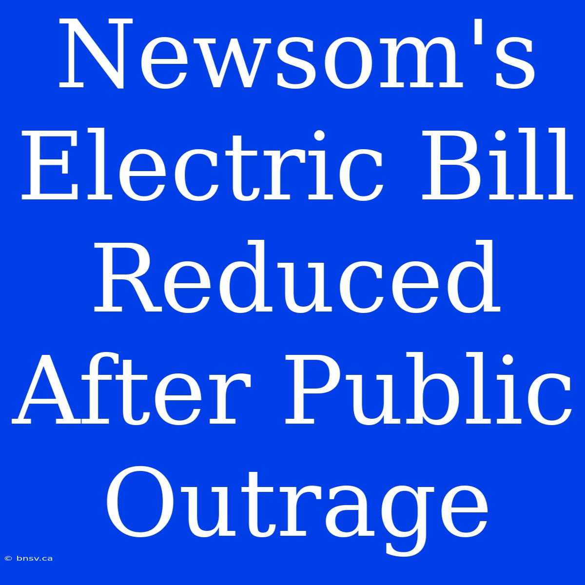 Newsom's Electric Bill Reduced After Public Outrage