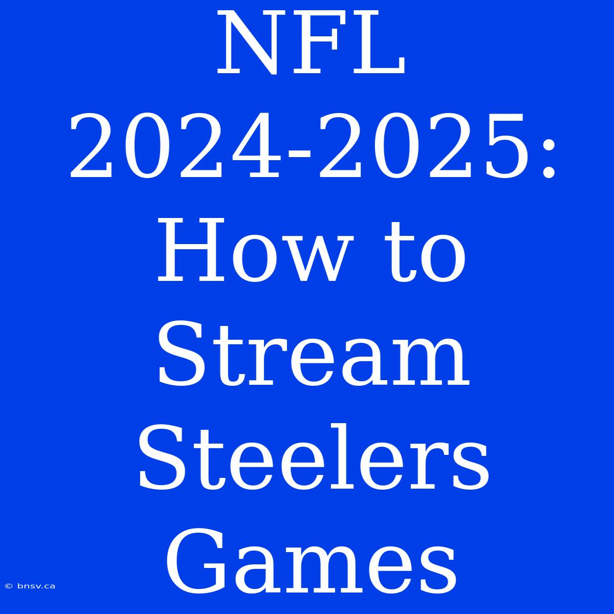 NFL 2024-2025: How To Stream Steelers Games