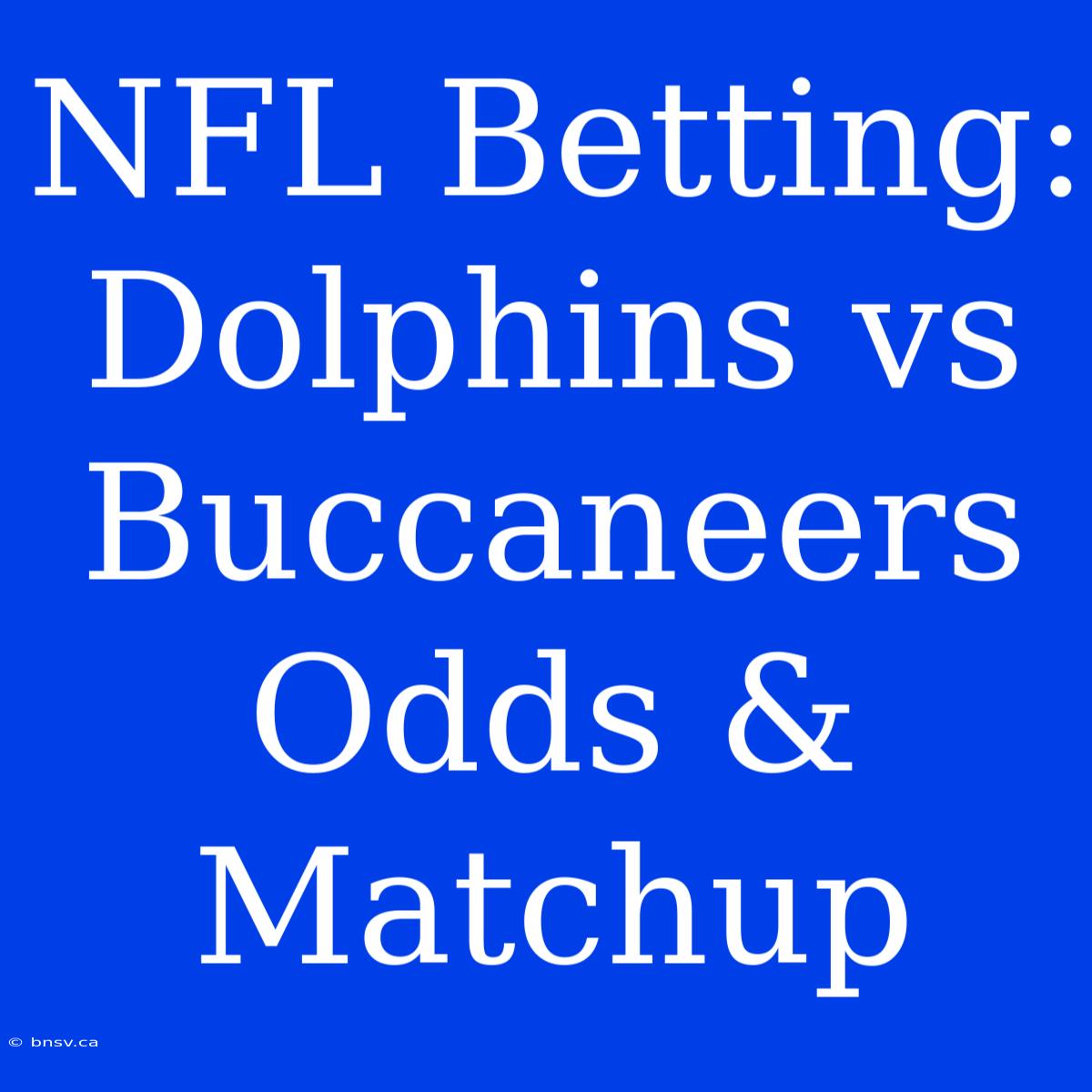 NFL Betting: Dolphins Vs Buccaneers Odds & Matchup