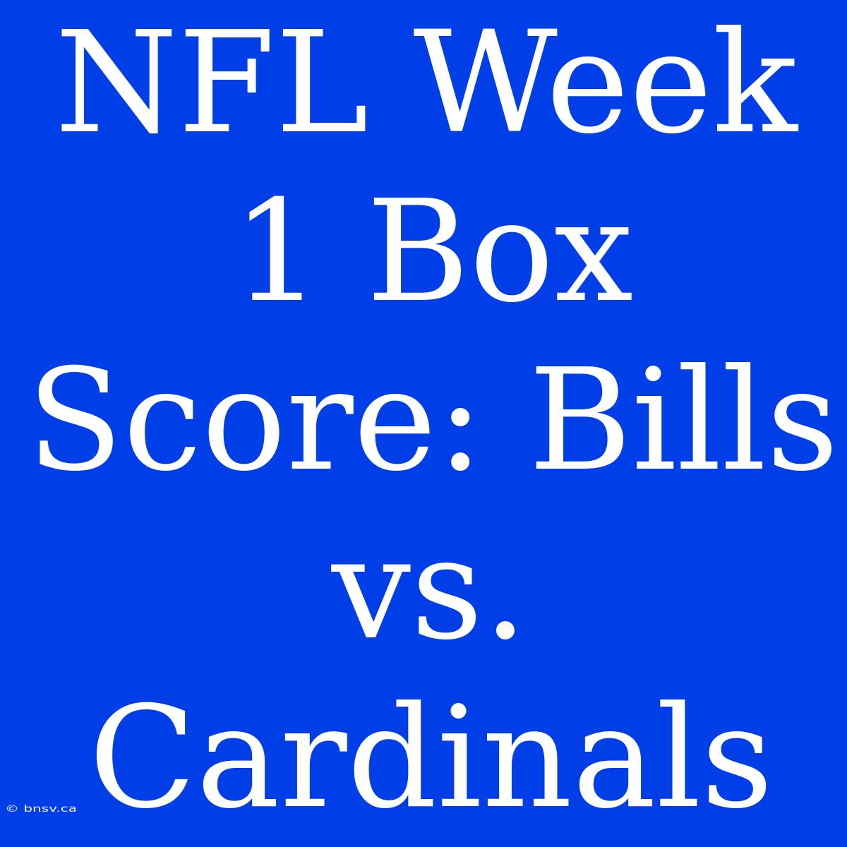 NFL Week 1 Box Score: Bills Vs. Cardinals