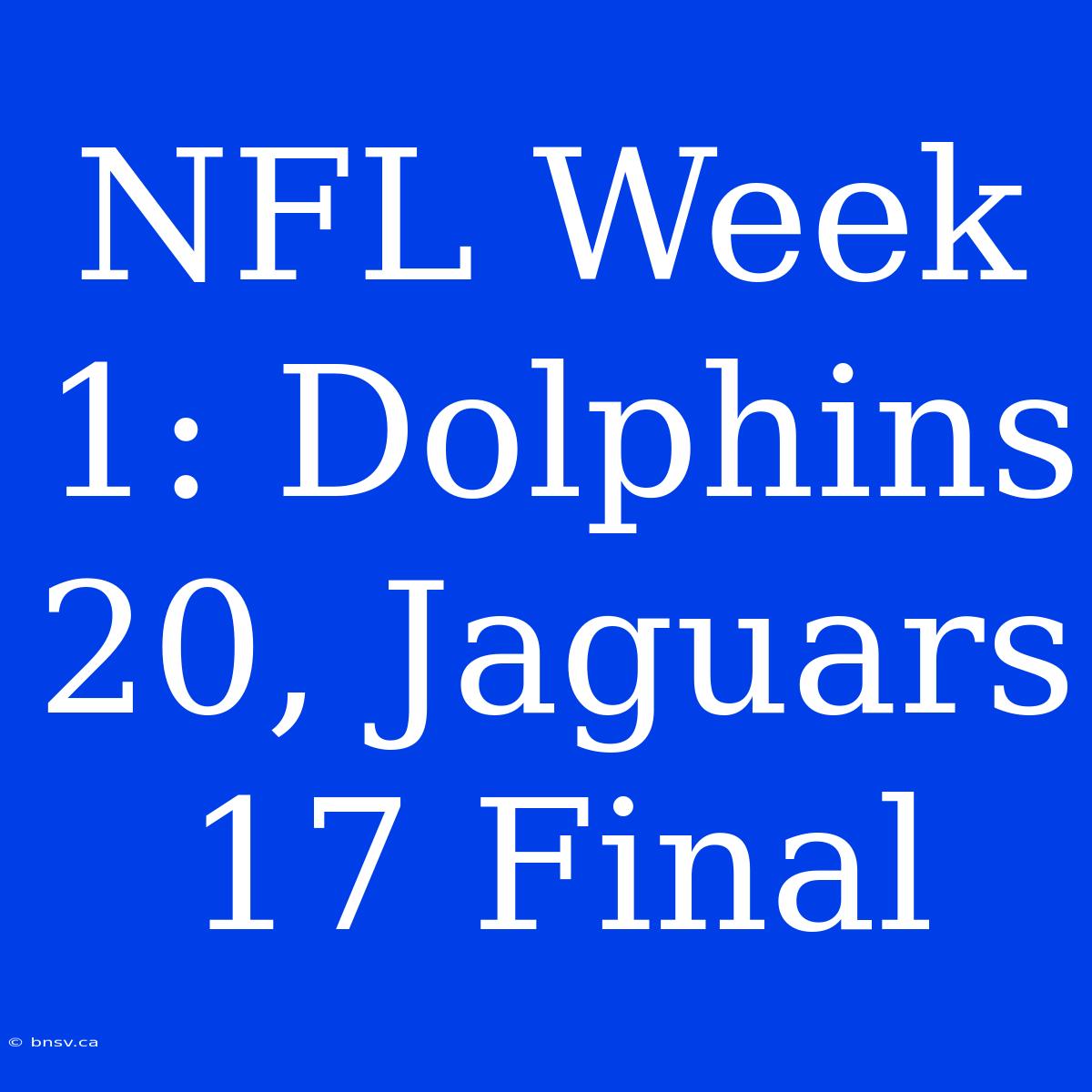 NFL Week 1: Dolphins 20, Jaguars 17 Final