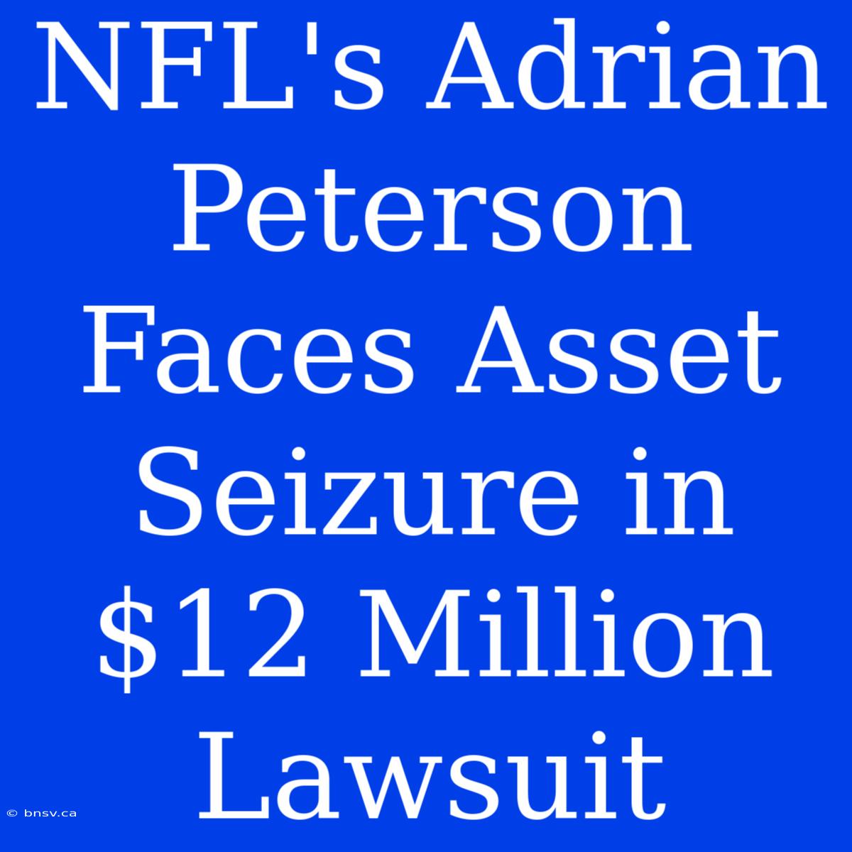 NFL's Adrian Peterson Faces Asset Seizure In $12 Million Lawsuit