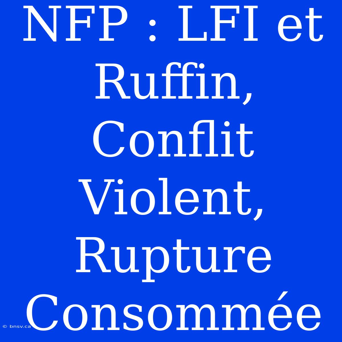 NFP : LFI Et Ruffin, Conflit Violent, Rupture Consommée