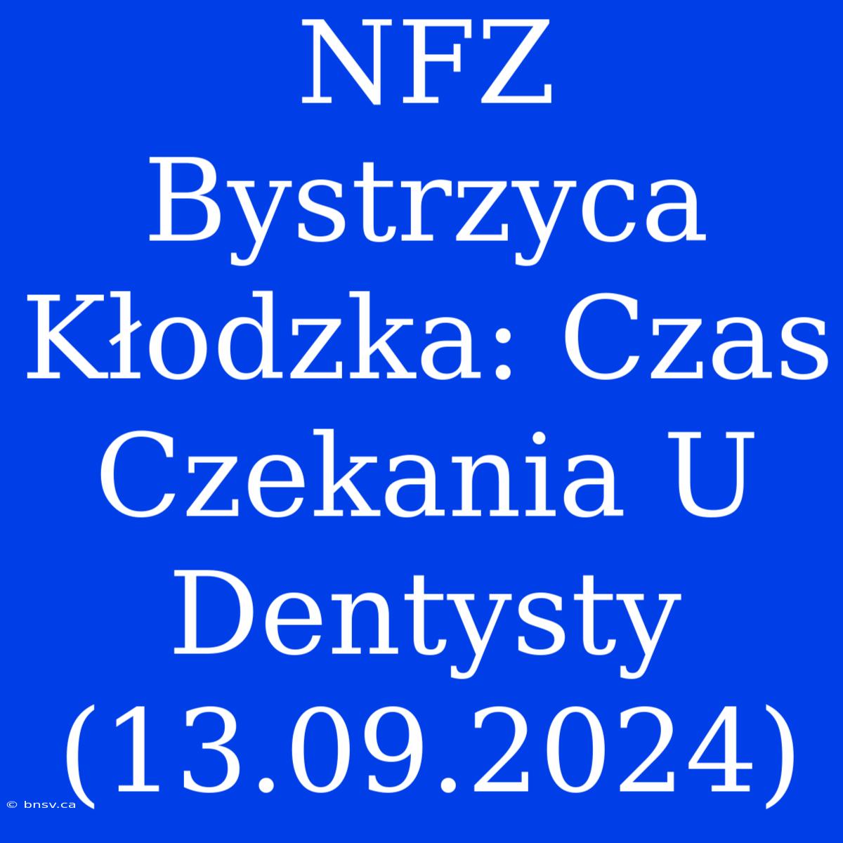 NFZ Bystrzyca Kłodzka: Czas Czekania U Dentysty (13.09.2024)