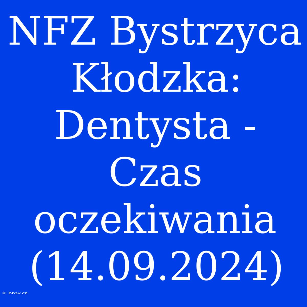 NFZ Bystrzyca Kłodzka: Dentysta - Czas Oczekiwania (14.09.2024)