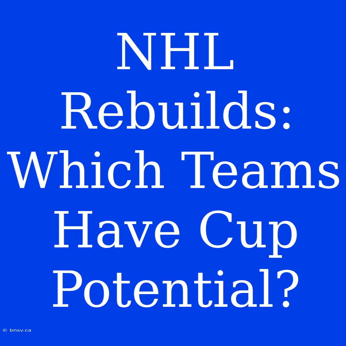 NHL Rebuilds: Which Teams Have Cup Potential?