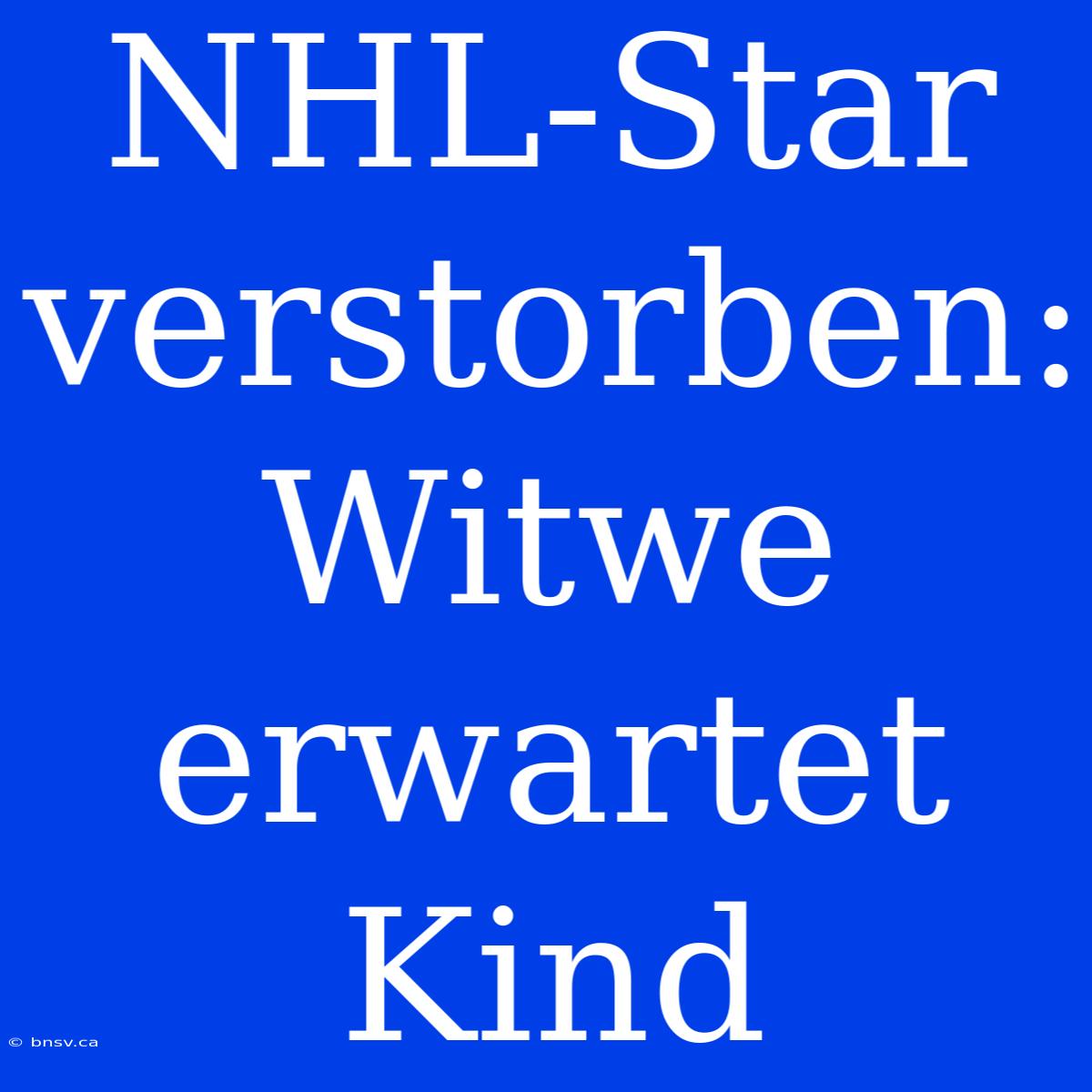 NHL-Star Verstorben: Witwe Erwartet Kind