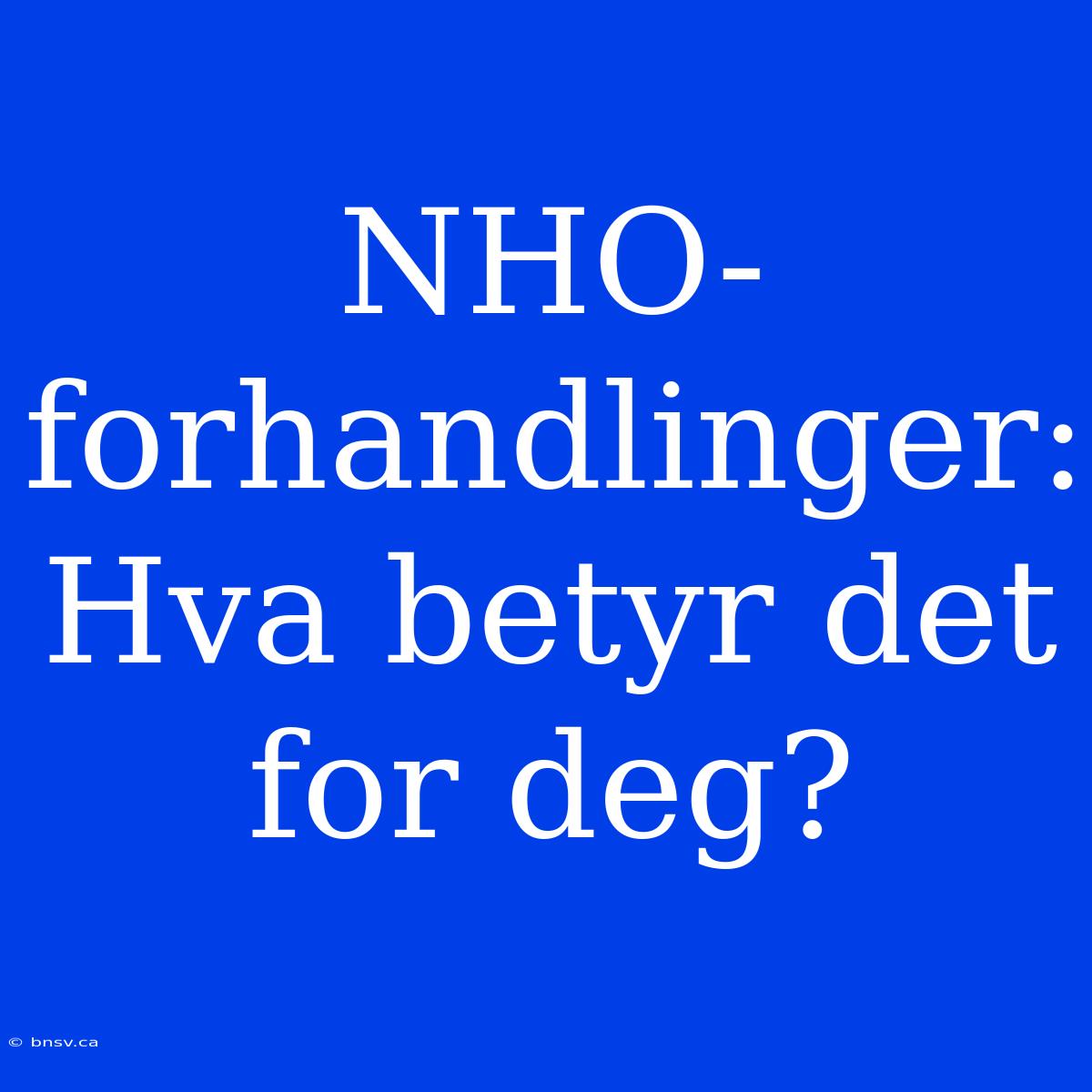 NHO-forhandlinger: Hva Betyr Det For Deg?