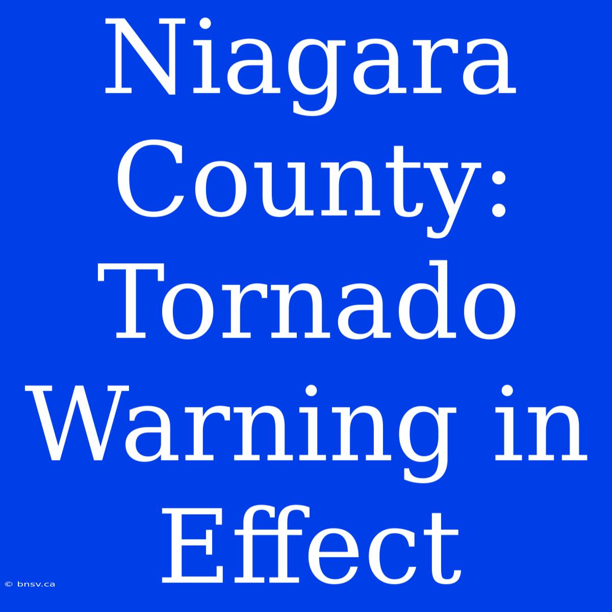 Niagara County: Tornado Warning In Effect