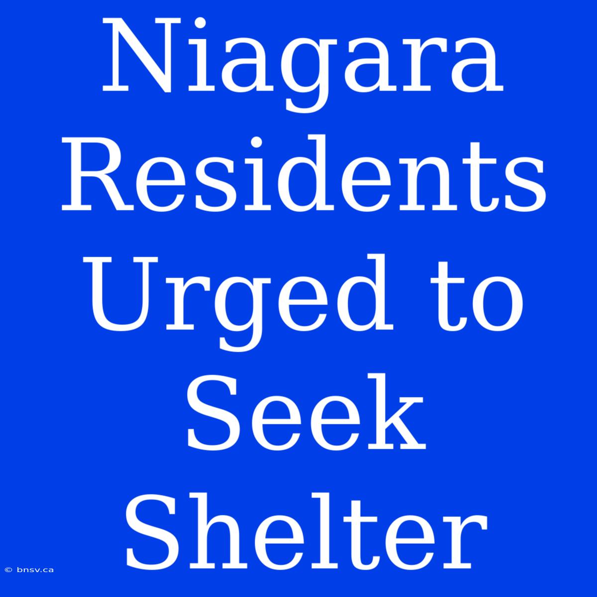 Niagara Residents Urged To Seek Shelter