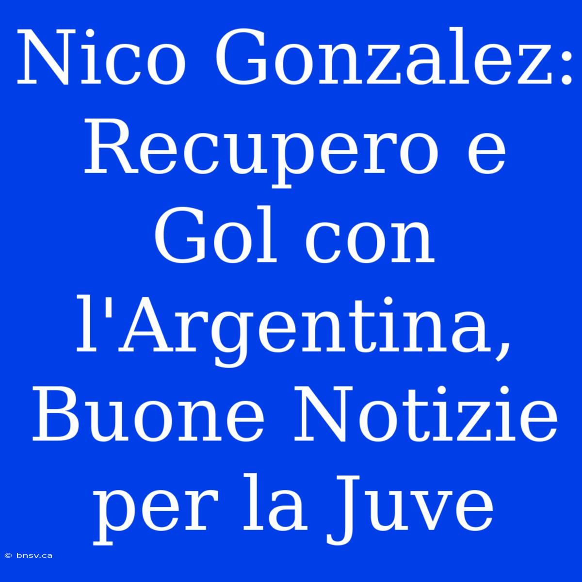 Nico Gonzalez: Recupero E Gol Con L'Argentina, Buone Notizie Per La Juve