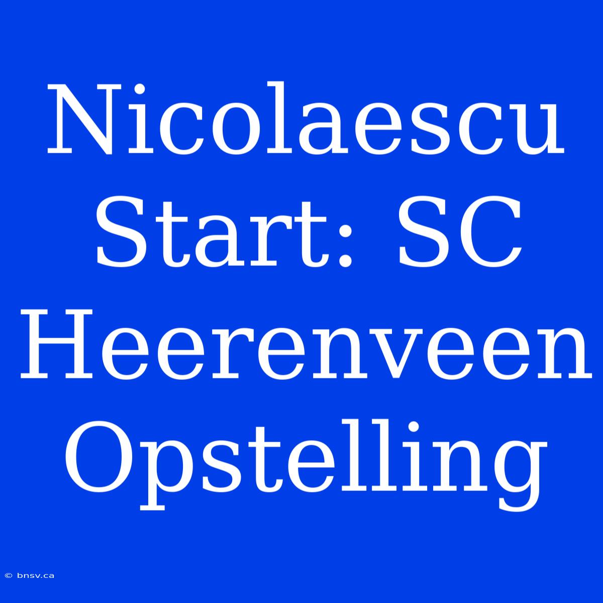 Nicolaescu Start: SC Heerenveen Opstelling