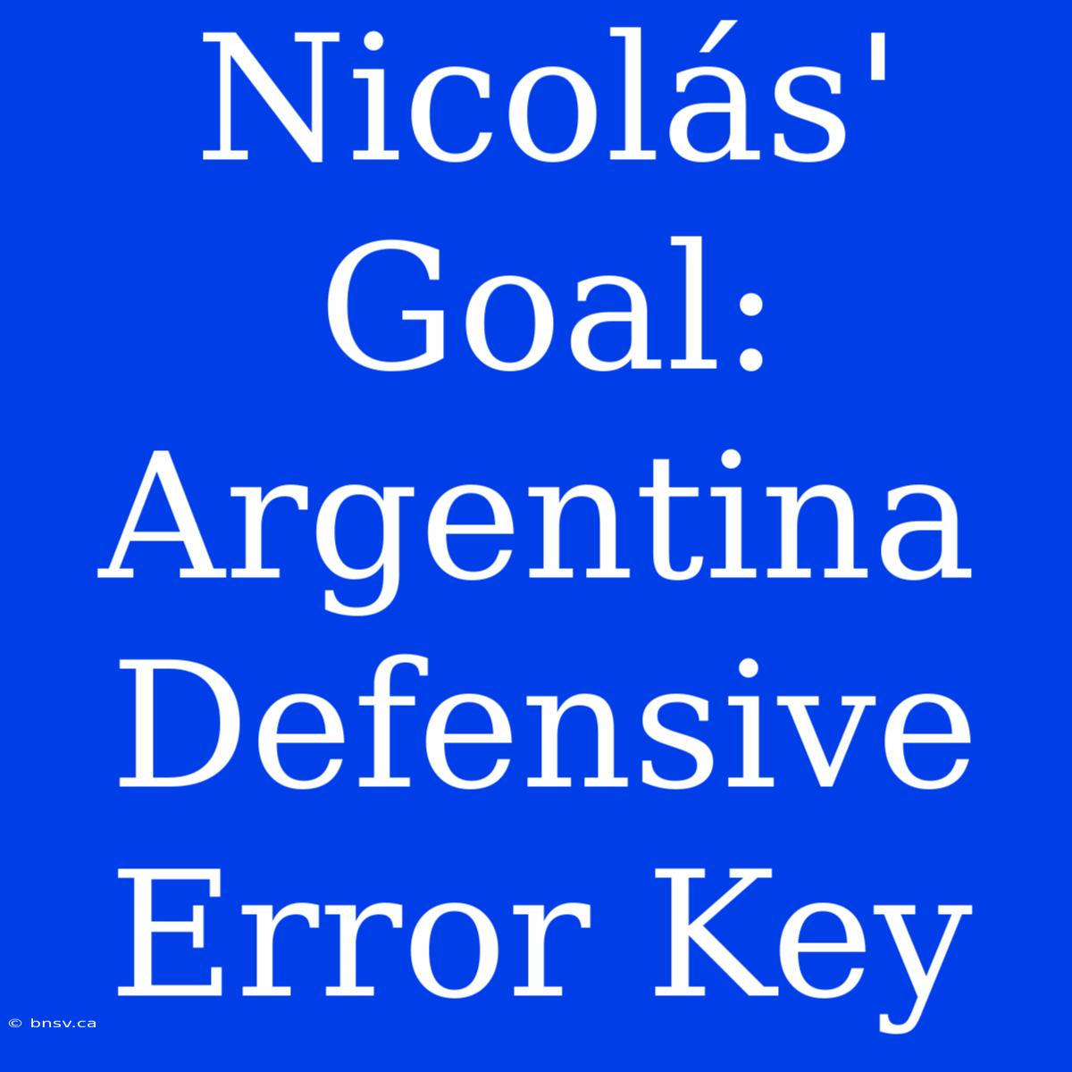 Nicolás' Goal: Argentina Defensive Error Key